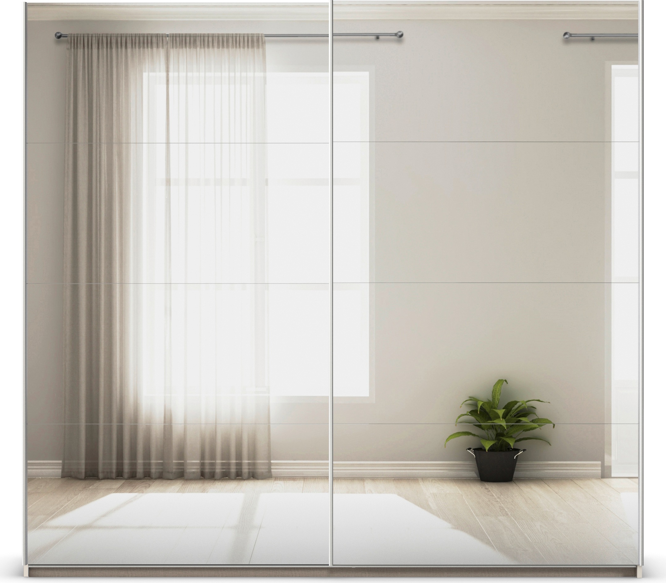 rauch Kleiderschrank »Schwebetürenschrank Schrank Garderobe Wäscheschrank ASTANA« 3 Ausstattungen BASIC/CLASSIC/PREMIUM (inkl. SOFT-CLOSE-FUNKTION),  großflächige Spiegelfront Metallgriffleisten alufarbig MADE IN GERMANY