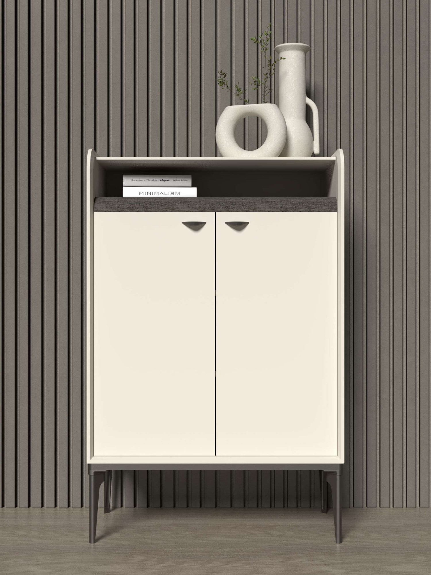OTTO home Highboard "Sofy Sideboard, Kommode, Anrichte, Schrank" UV lackiert, Soft Close Funktion, Metallgestell in Anthrazit Dekor