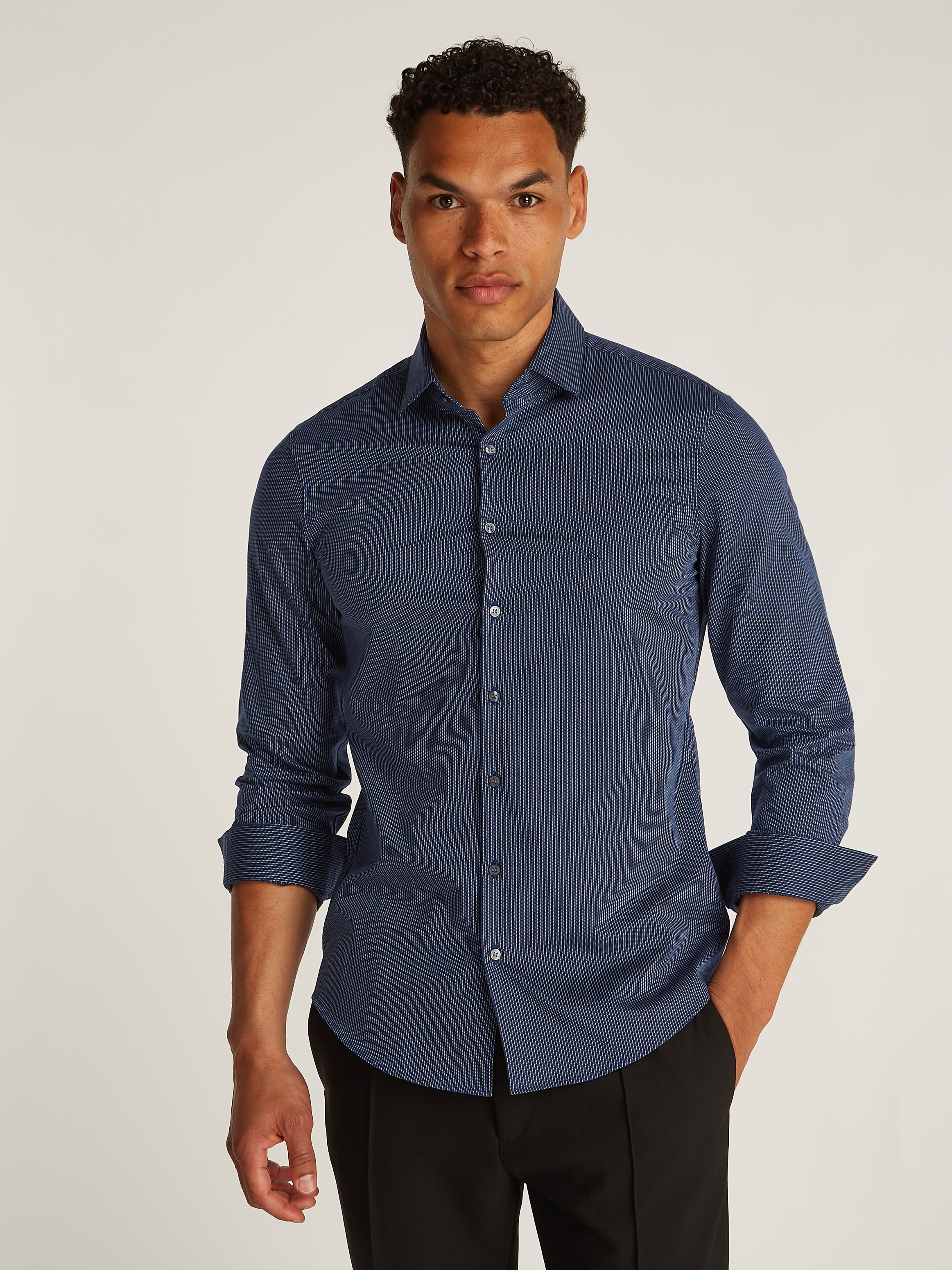 Calvin Klein Businesshemd »BUSINESS STRIPE SLIM SHIRT«, mit Logoprint