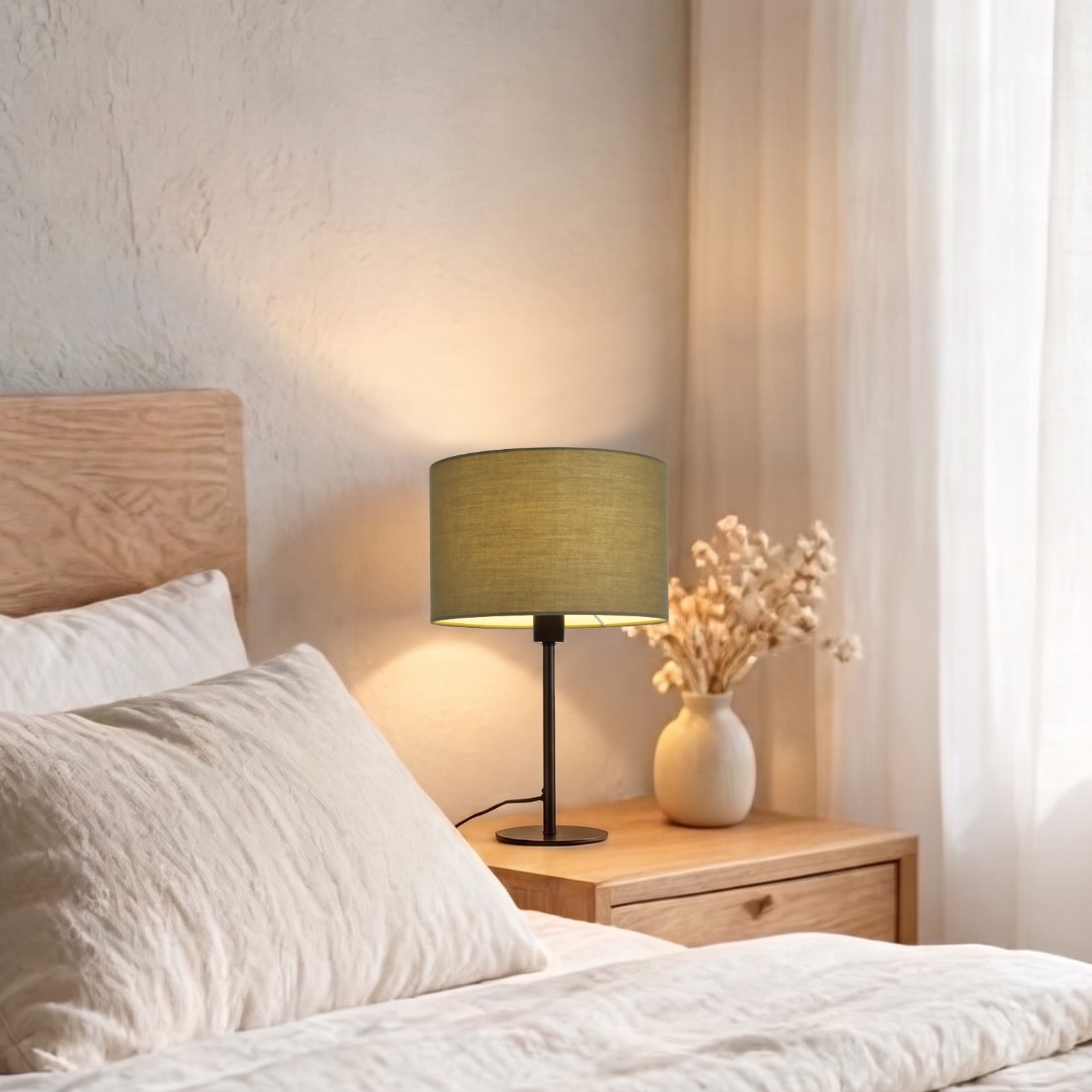 OTTO home Tischleuchte »Avveline - Textilschirm Tischlampe« E14 1 Stk. Tischlampe mit Stoffschirm, Höhe 36 cm, Ø 23 cm, Fassung E14