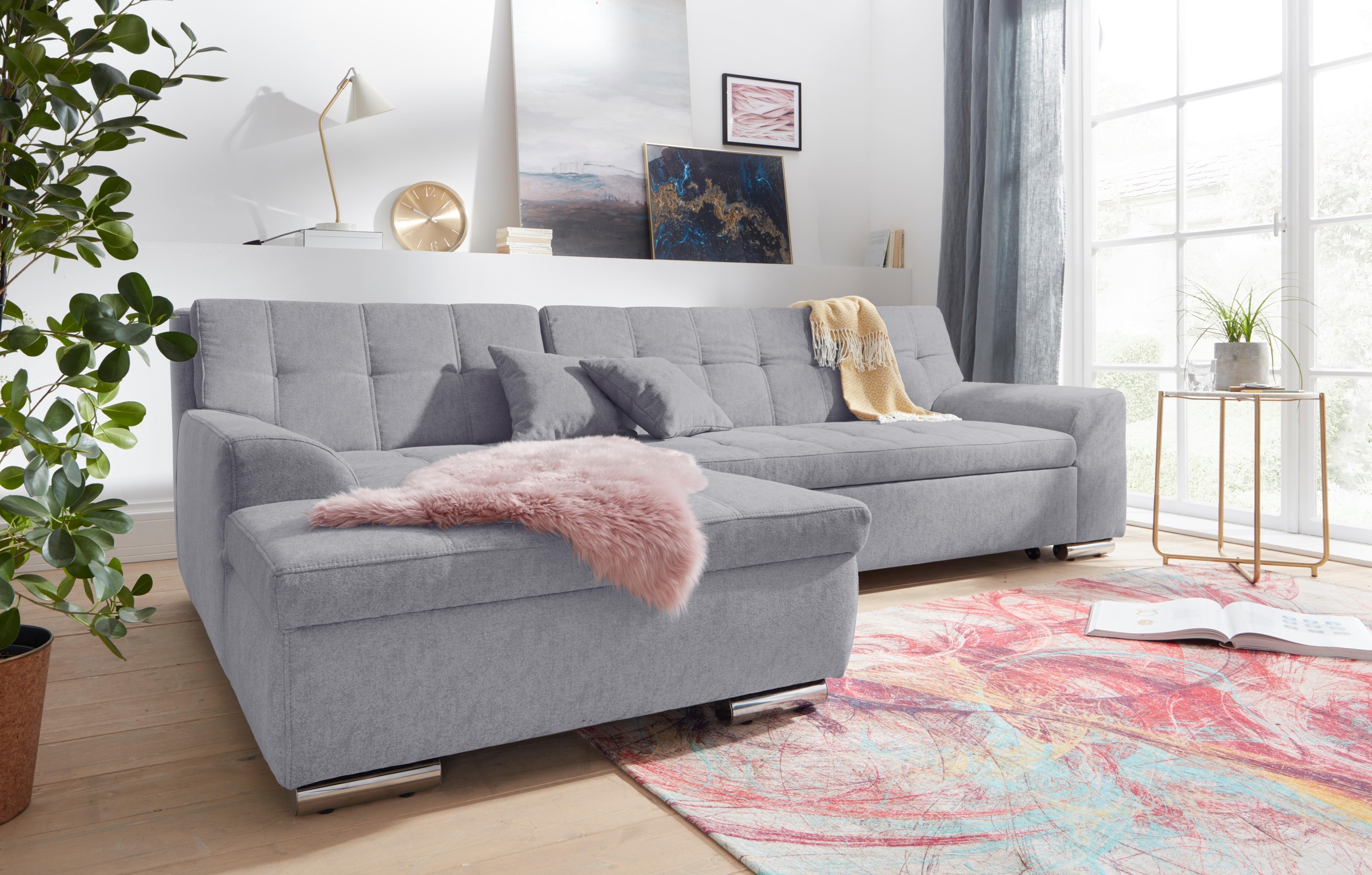 DOMO collection Ecksofa "Aversa, moderne Steppung im Sitz und Rücken, gesch günstig online kaufen
