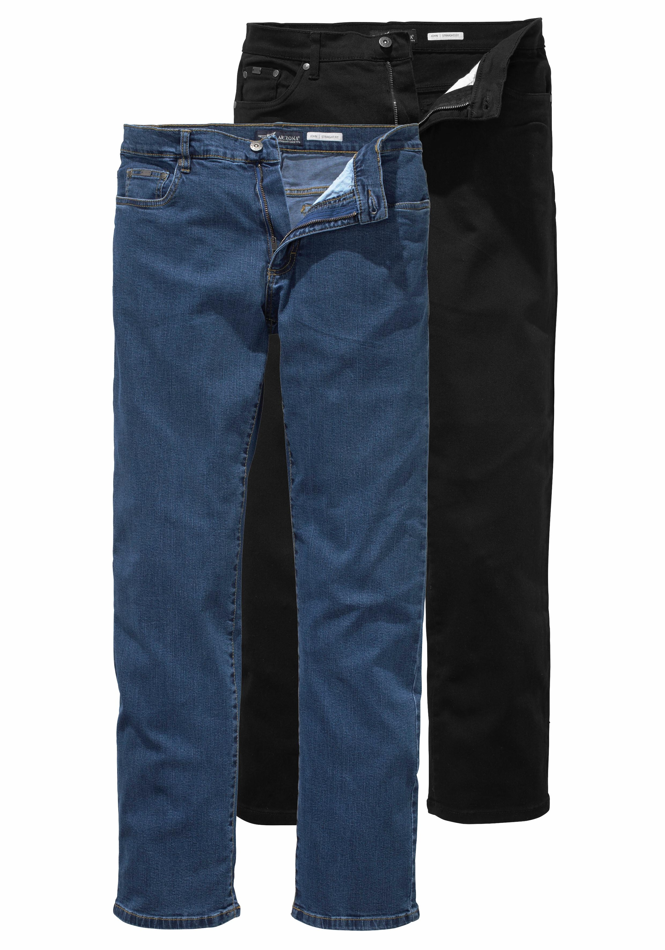 Arizona Stretch-Jeans "John" Packung, 2 Stk. gerade Beinform, niedrige Leib günstig online kaufen