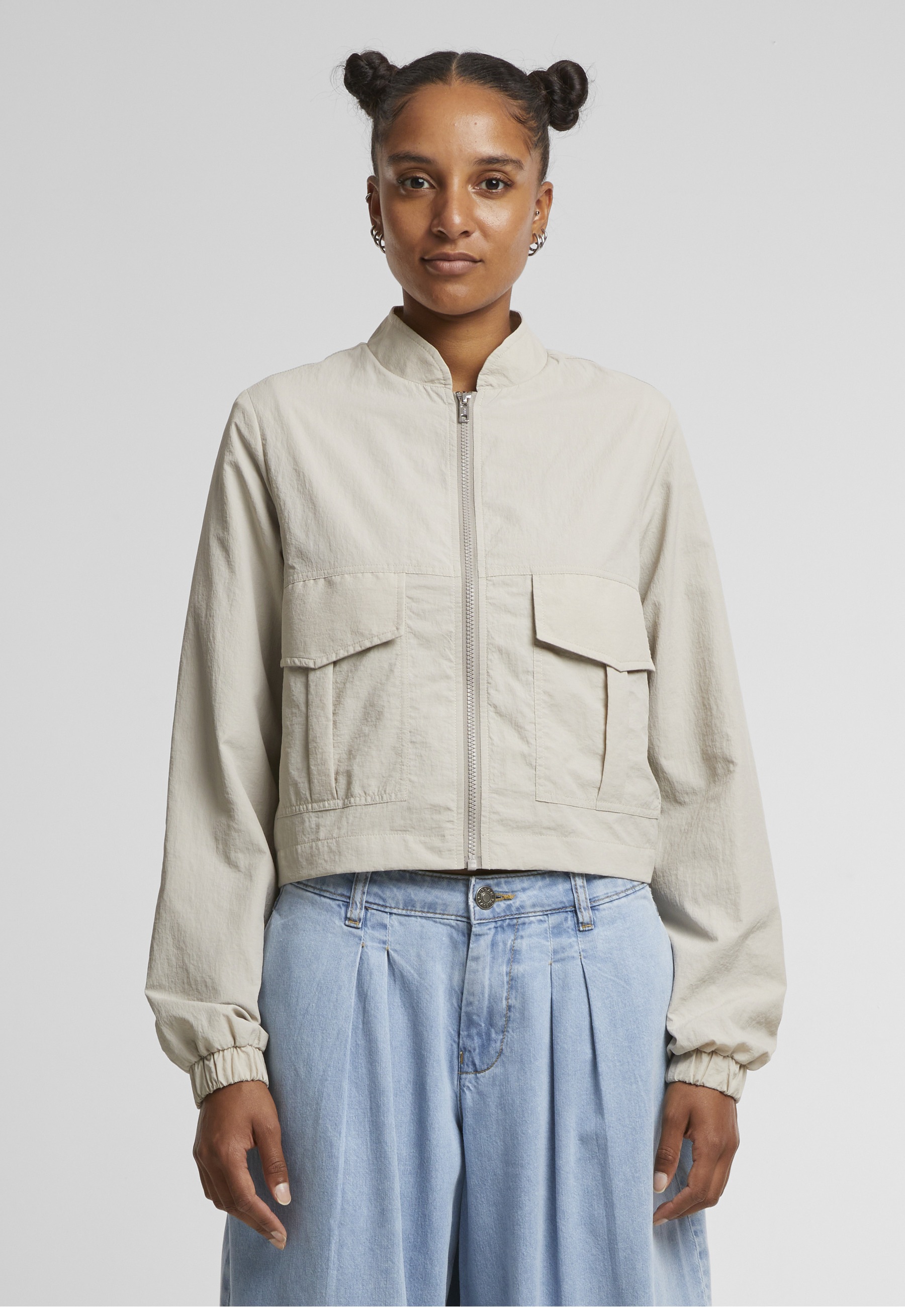 URBAN CLASSICS Windbreaker »Urban Classics Ladies Short Crinkle Jacket« 1 Stk. tlg. mit Kapuze