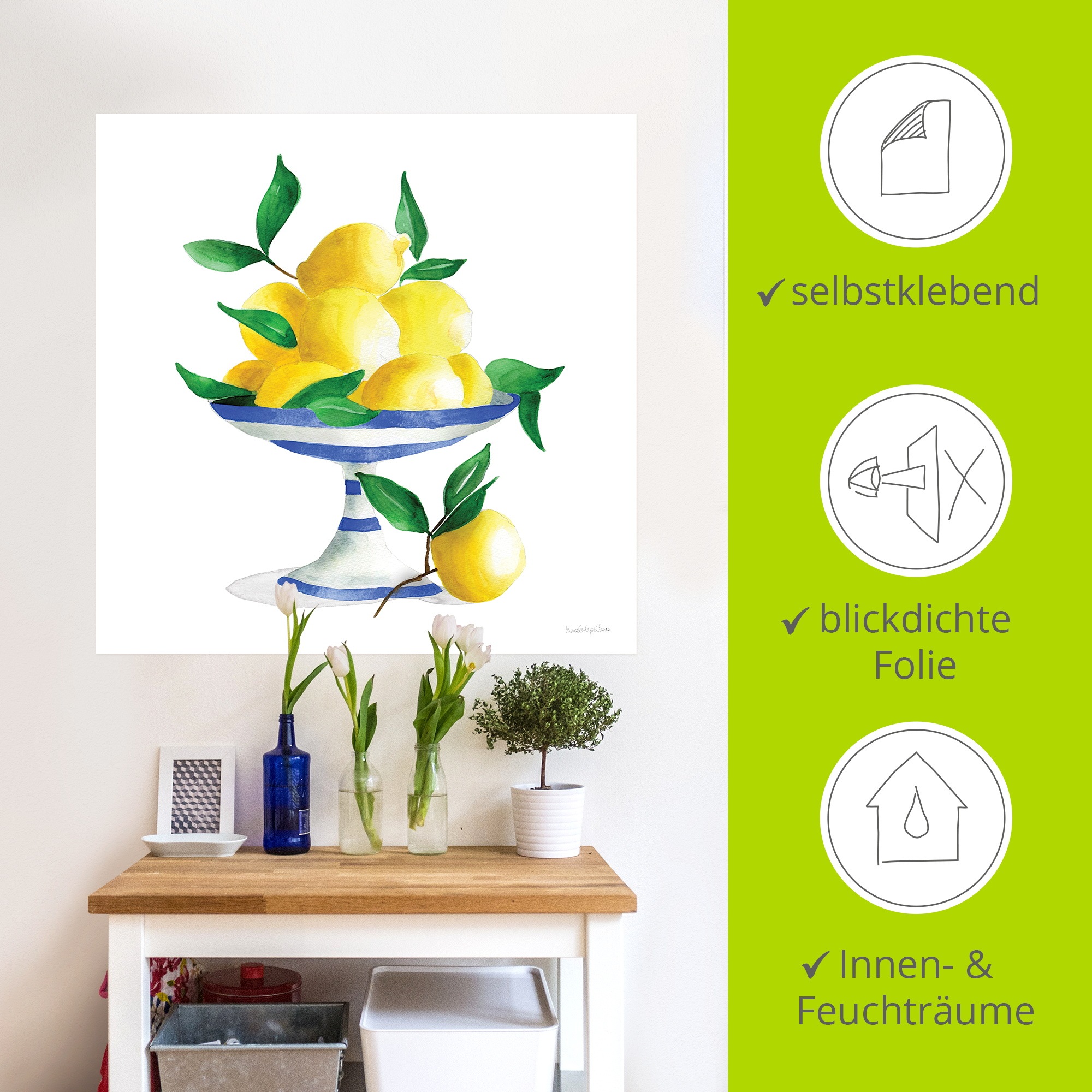Wandbild ARTLAND "Spanish Lemons II", farbe bild(er): gelb, B:30cm H:30cm, Bilder, als Alubild, Leinwandbild, Poster, Wandaufkleber in verschied. Größen 5