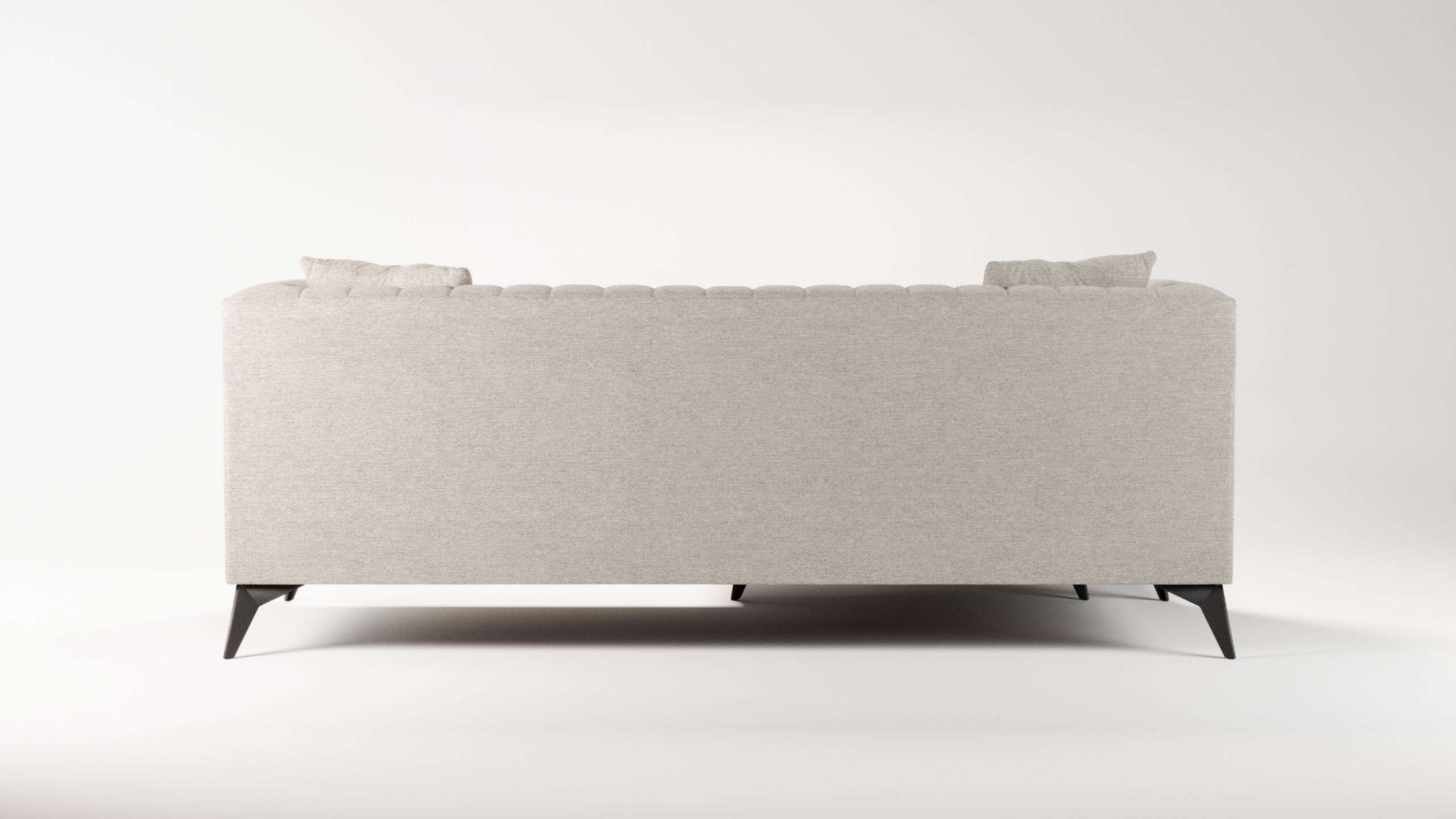 Places of Style Ecksofa »MATTHEW L-Form ideal für kleine Räume, Maße B/T/H: 201/162/74 cm«, elegantes Designsofa, feine Steppung im Rücken, incl. Zierkissen