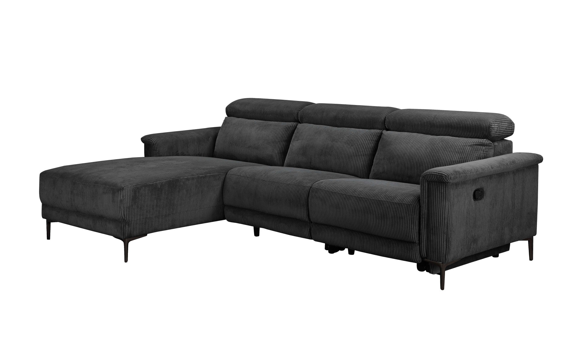 Places of Style Ecksofa »Lund in Cord, L-Form, 261 cm, mit manueller«, o. elektrischer Relaxfunktion, USB, Kopfteilverstellung