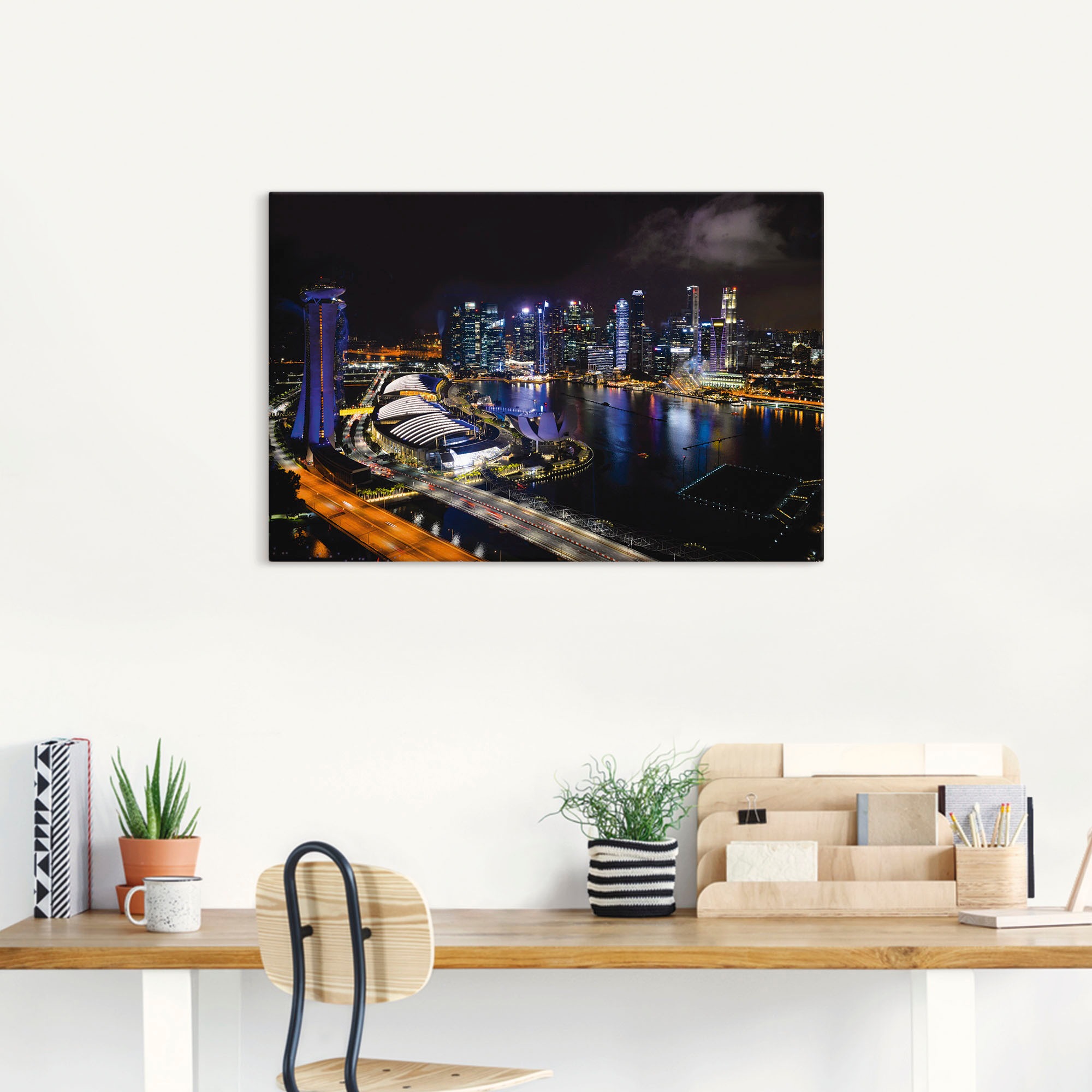 Artland Leinwandbild "Singapur bei Nacht", Bilder von Asien, (1 St.), auf K günstig online kaufen