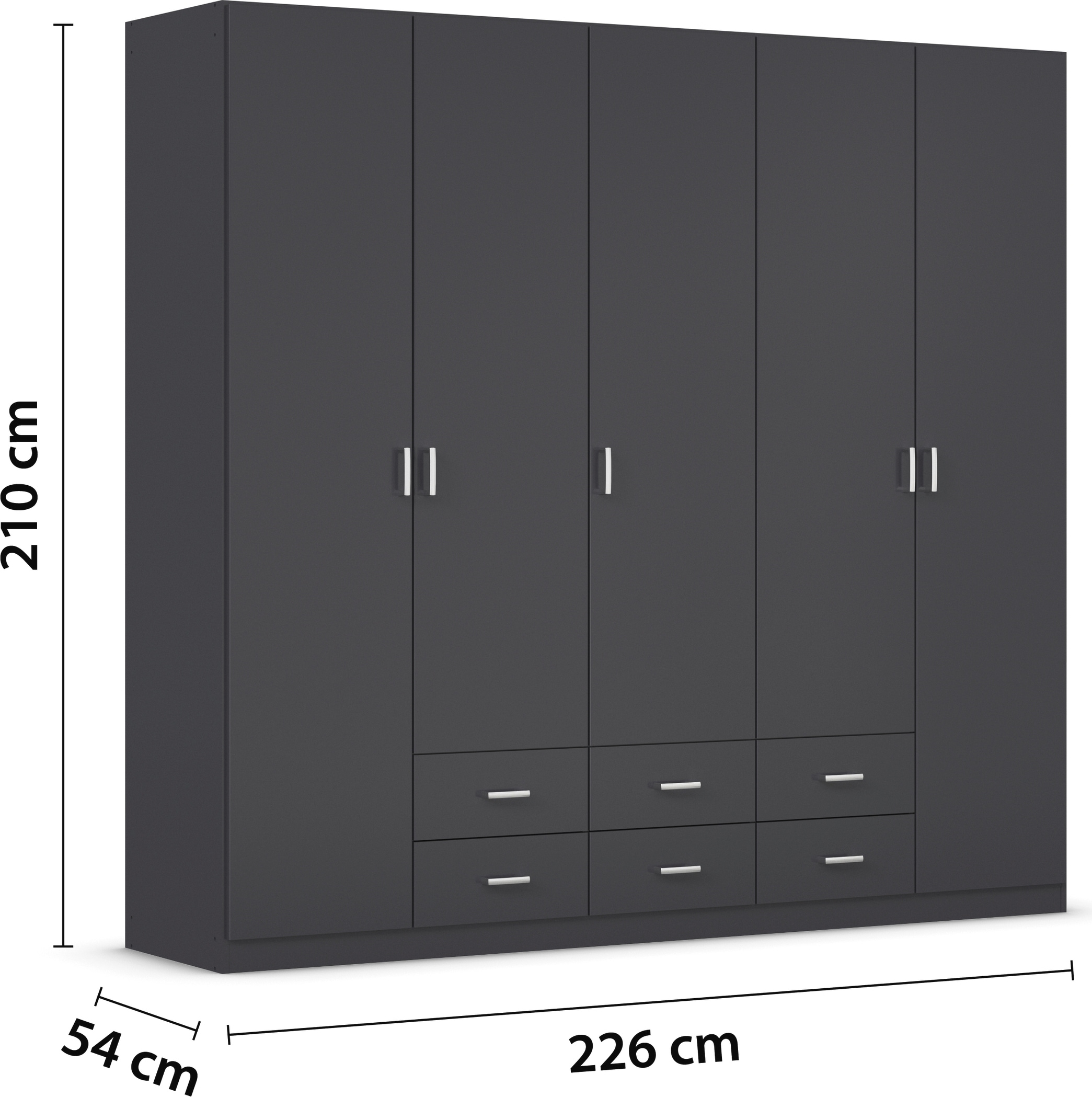 rauch Drehtürenschrank »Kleiderschrank Garderobe GAMMA Breiten 226 cm« in 3 Ausstattungen BASIC/CLASSIC/PREMIUM (inkl. SOFT-CLOSE-Funktion),  mit Schubladen, verschiedene Griff-Varianten TOPSELLER MADE IN GERMANY