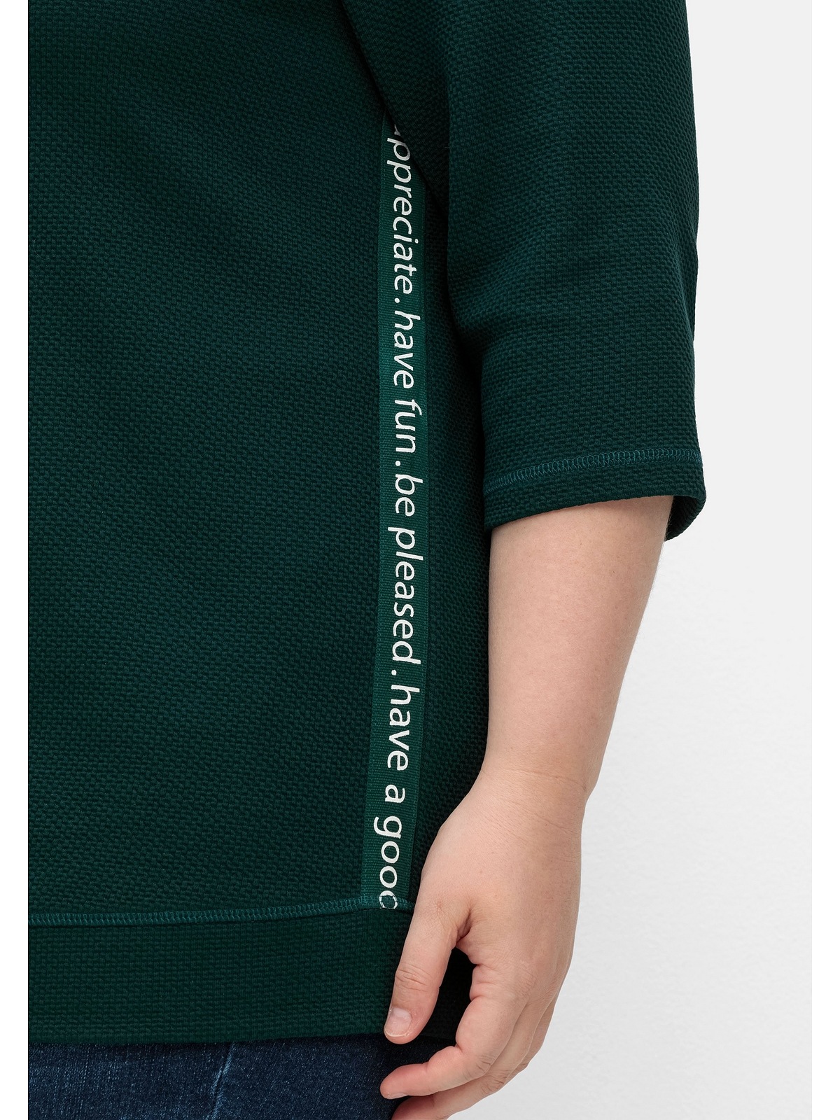 Sheego Sweatshirt »Große Größen«, aus Waffelpiqué, mit Zierband seitlich
