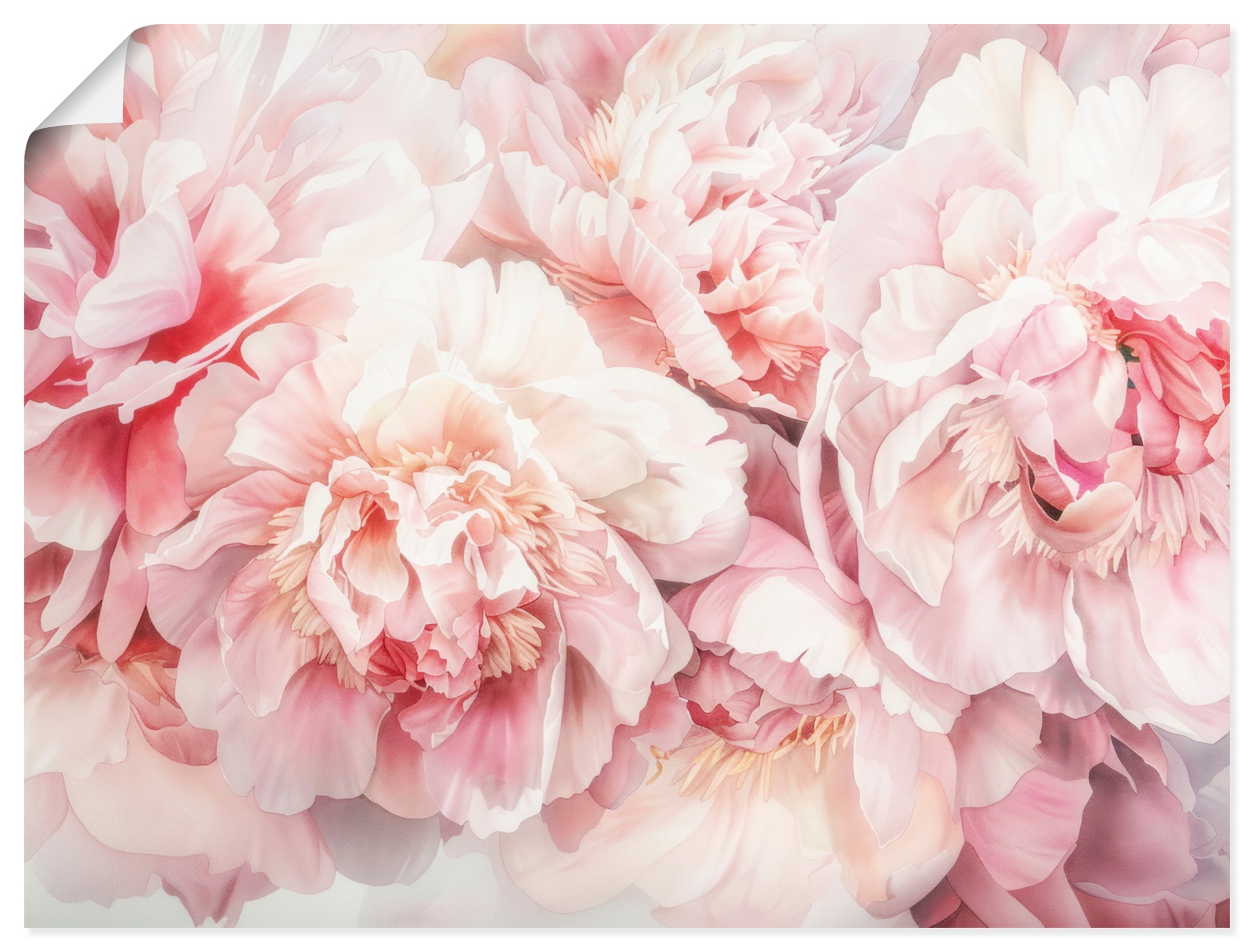 Artland Wandbild "Rosa Farbene Pfingstrosen Aquarell" Blumenbilder 1 Stk. tlg. als Alubild, Leinwandbild, Poster, Wandaufkleber in verschied. Größen