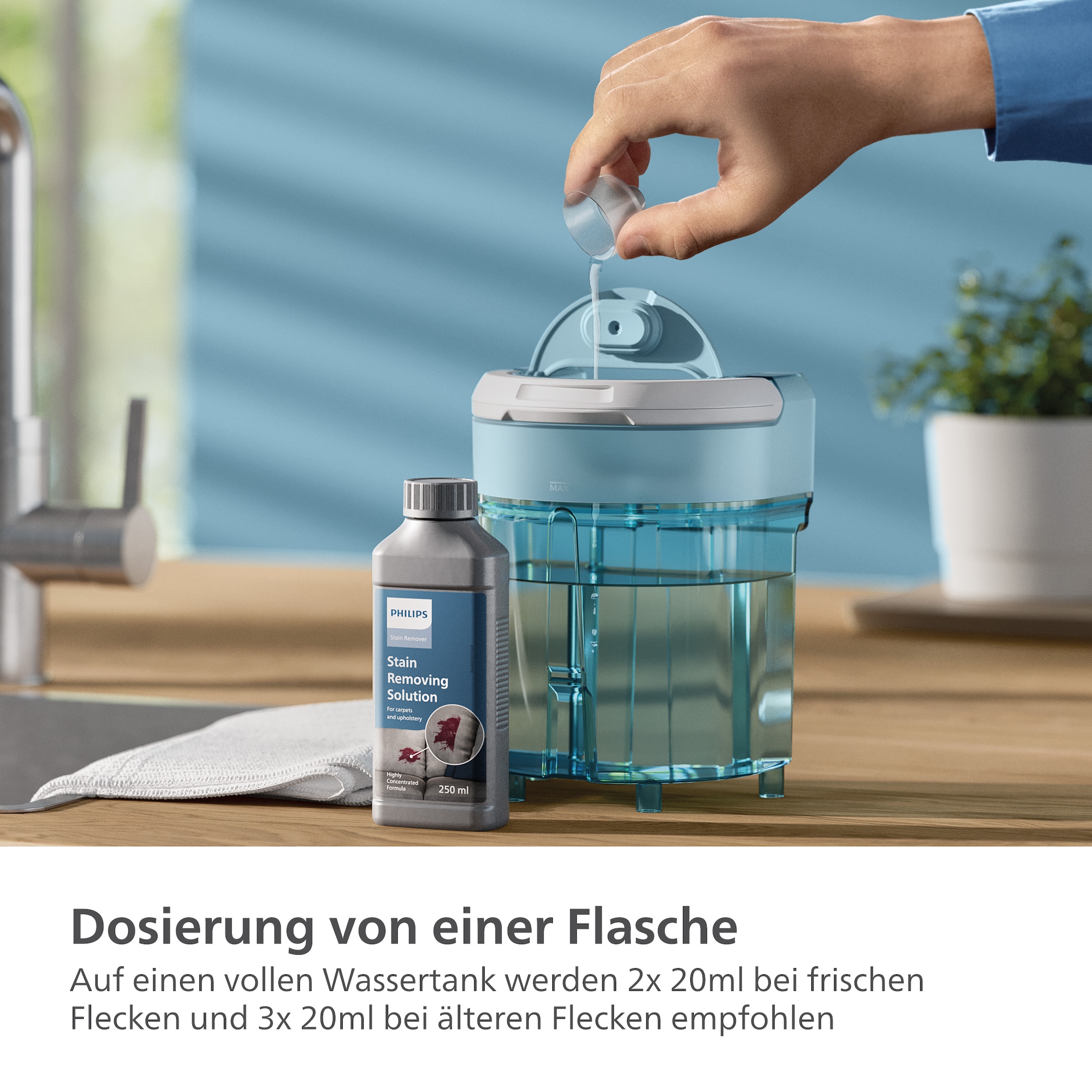 Philips Flüssigreiniger »XV1732/01, Reinigungsmittel für Philips Fleckenreiniger XW3192/XW3193«, haustier- und familienfreundlich, 25 Reinigungsvorgänge in 1 Flasche