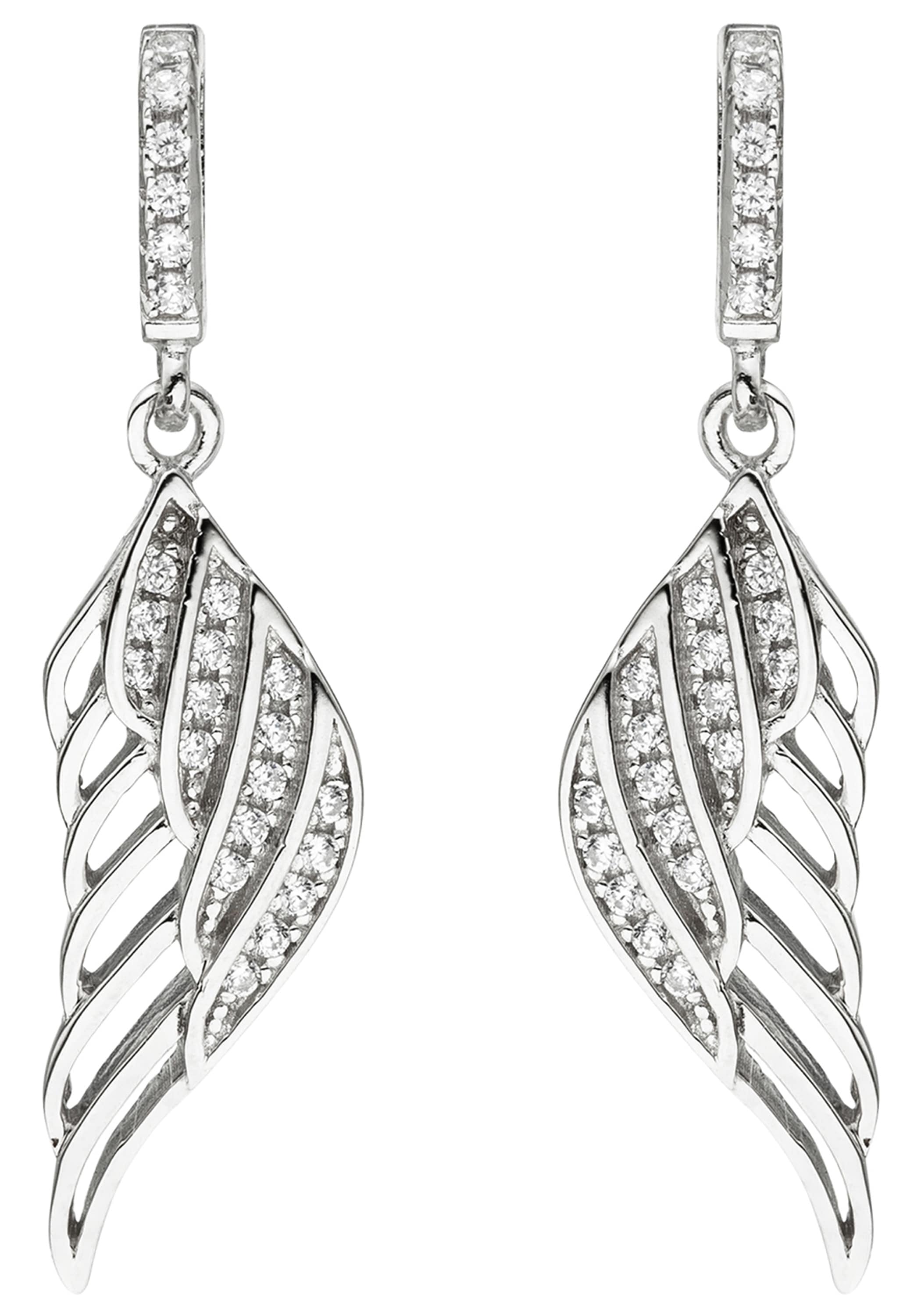 JOBO Paar Ohrhänger »Ohrringe Engels-Flügel« 925 Silber mit 34 Zirkonia