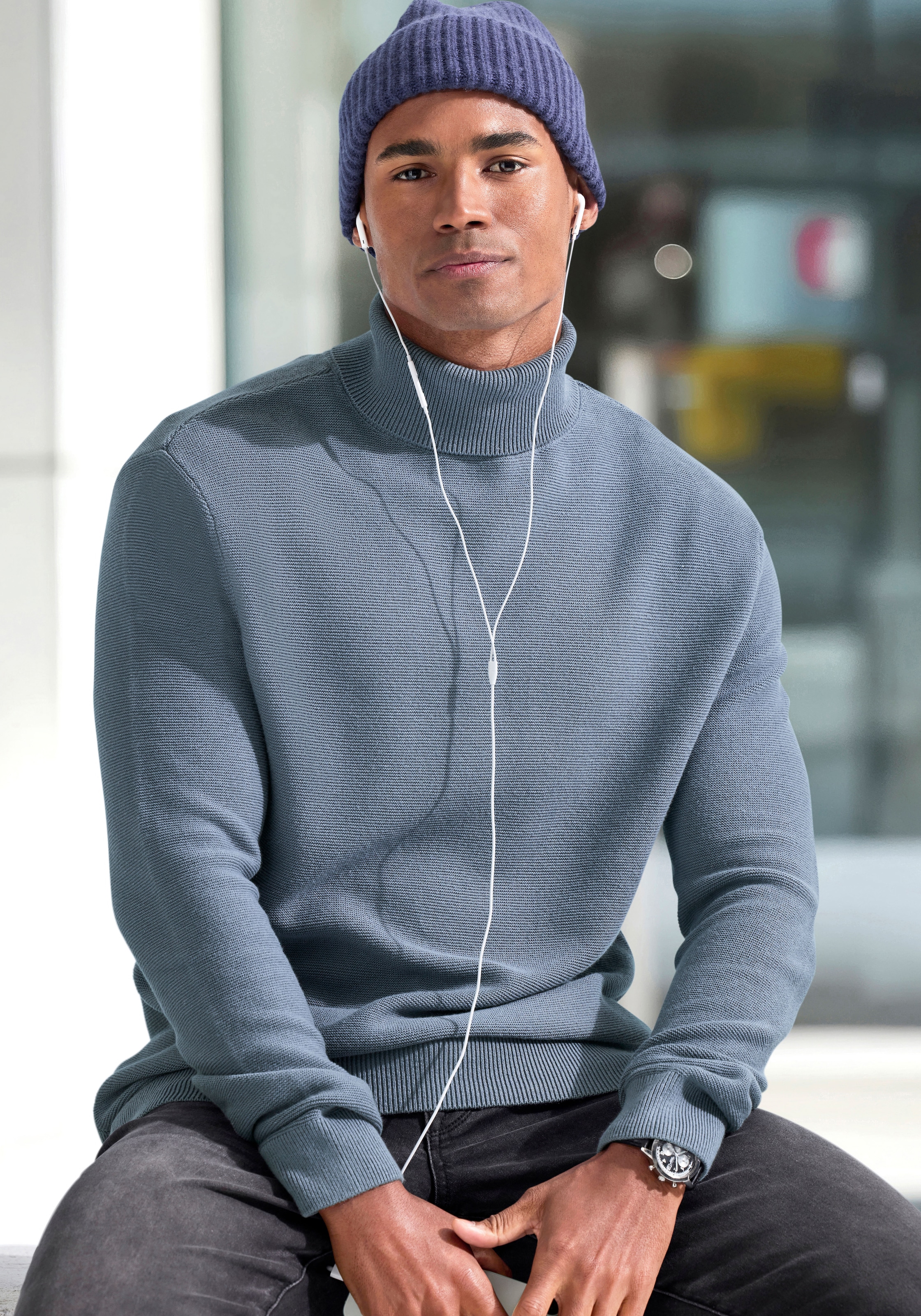 H.I.S Rollkragenpullover Strickpullover in modischer Struktur