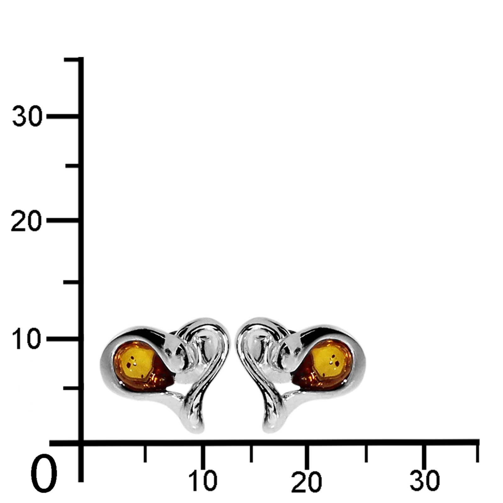 OSTSEE-SCHMUCK Paar Ohrstecker »- Herz - Silber 925/000 - Bernstein«