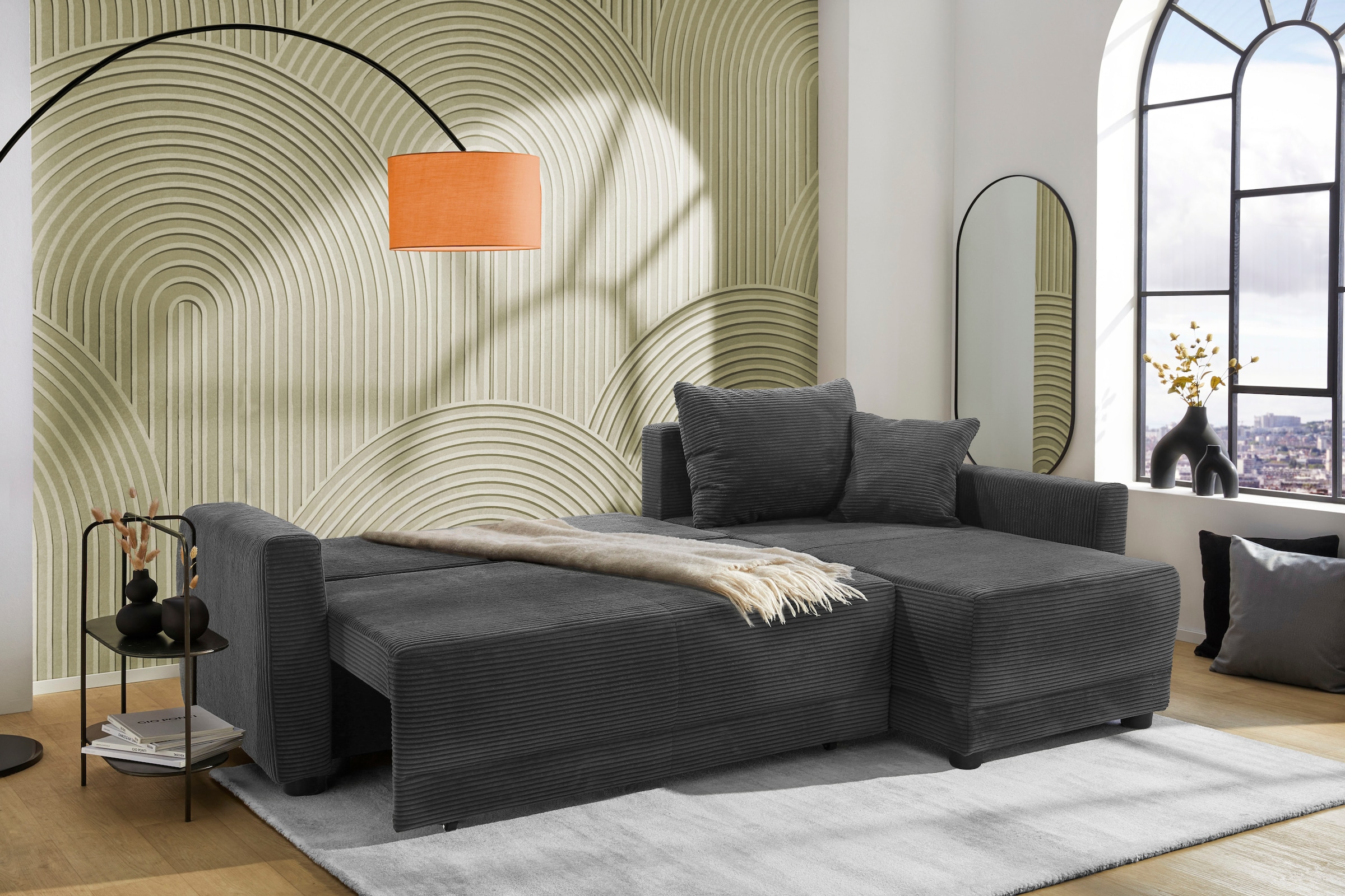 Jockenhöfer Gruppe Ecksofa »Venezia, inklusive Bettfunktion und Bettkasten« Ottomane links oder rechts montierbar, inkl. Rücken- und Zierkissen