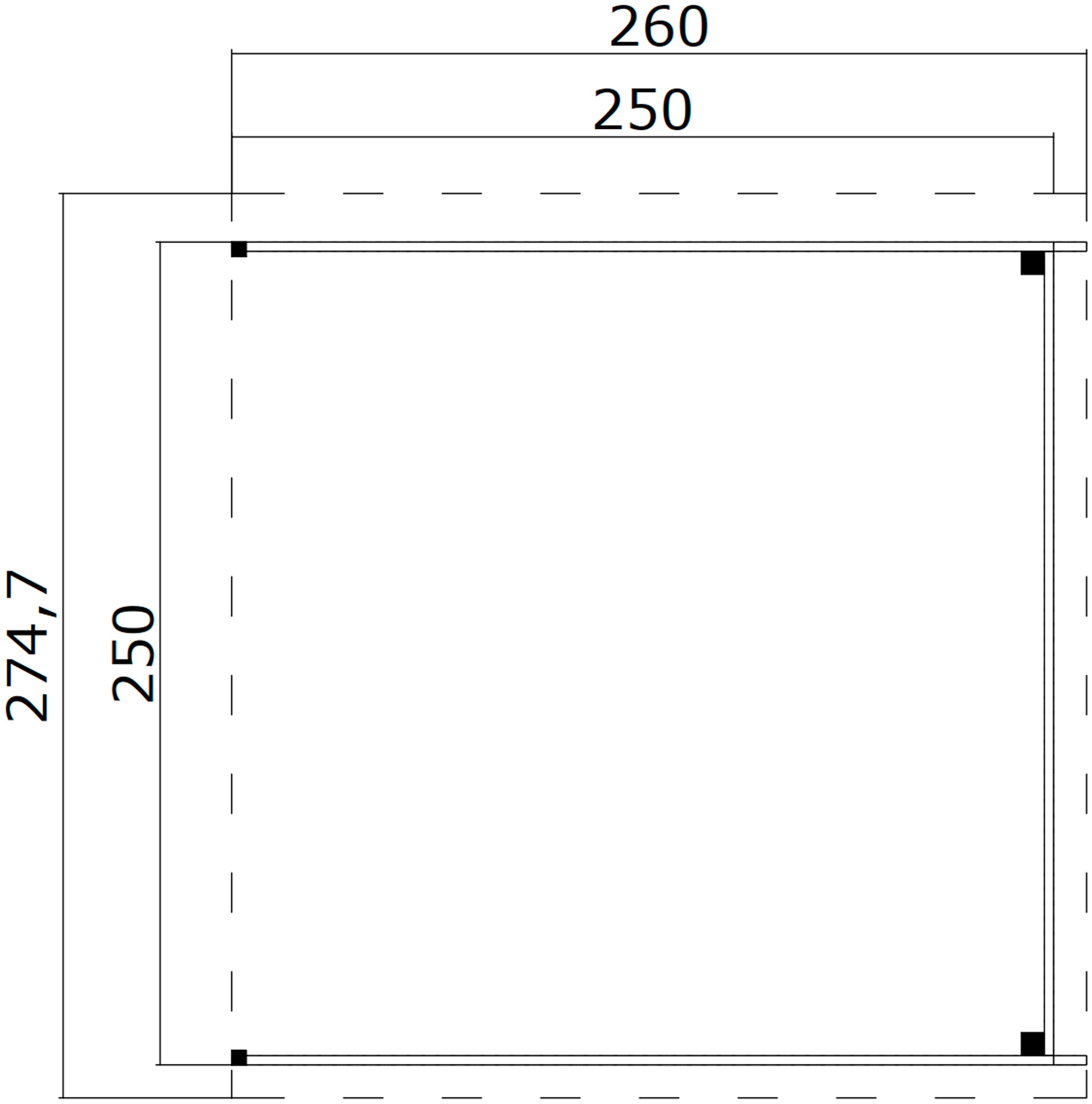 LASITA MAJA Schleppdach »Zambesi 250«, Dachverlängerung 28 mm, Fundamentmass 2500x2500, Naturbelassen