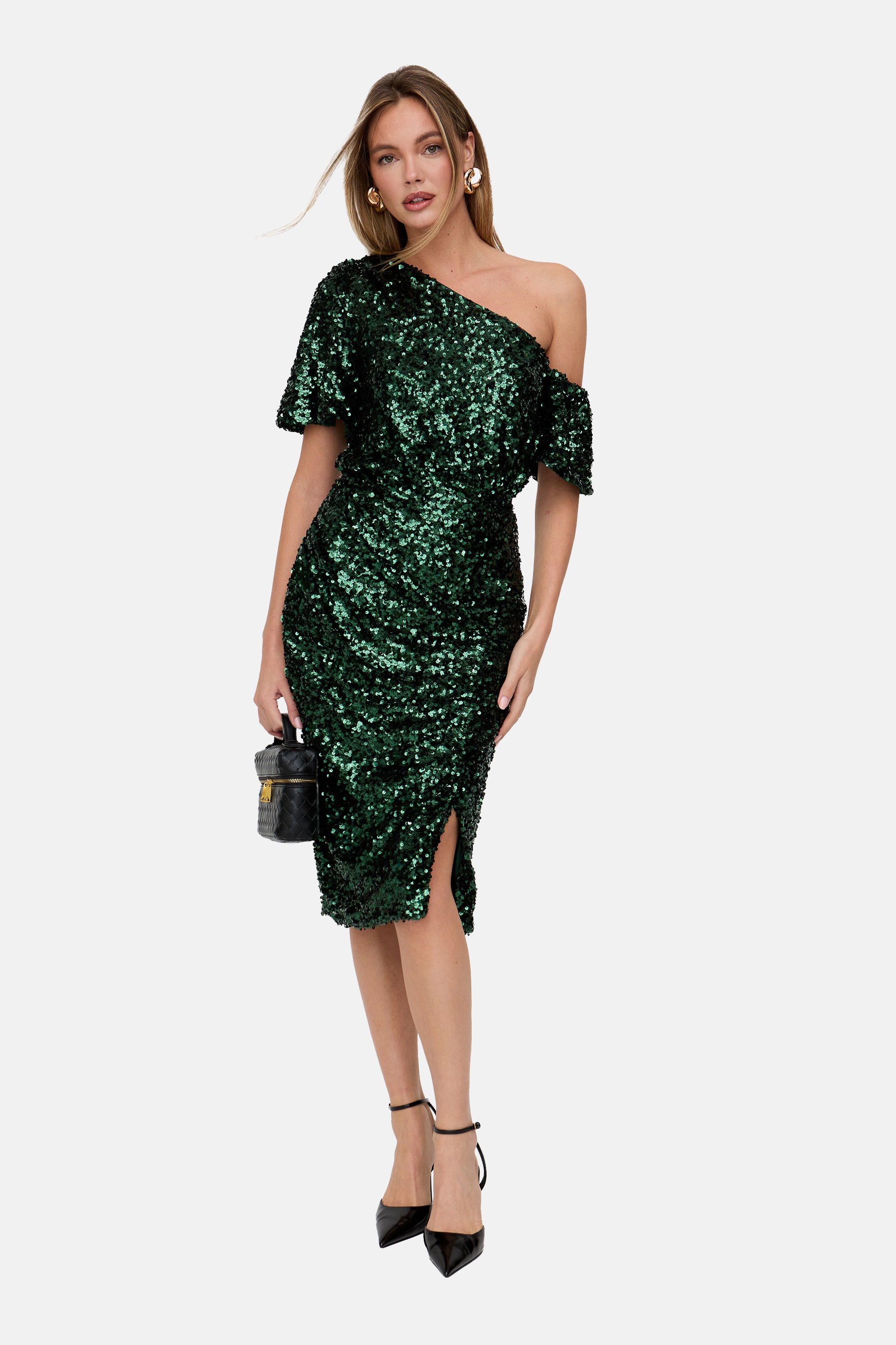 Lily and Lionel Midikleid »Nola Asymmetric Off Shoulder Sequins Midi Dress Damen«