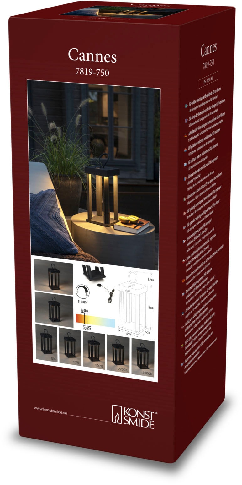 KONSTSMIDE LED Laterne »Cannes« LED-Modul 2 Stk. Warmweiß Cannes LED USB-Laterne 42cm, dimmbar 2700/3000K