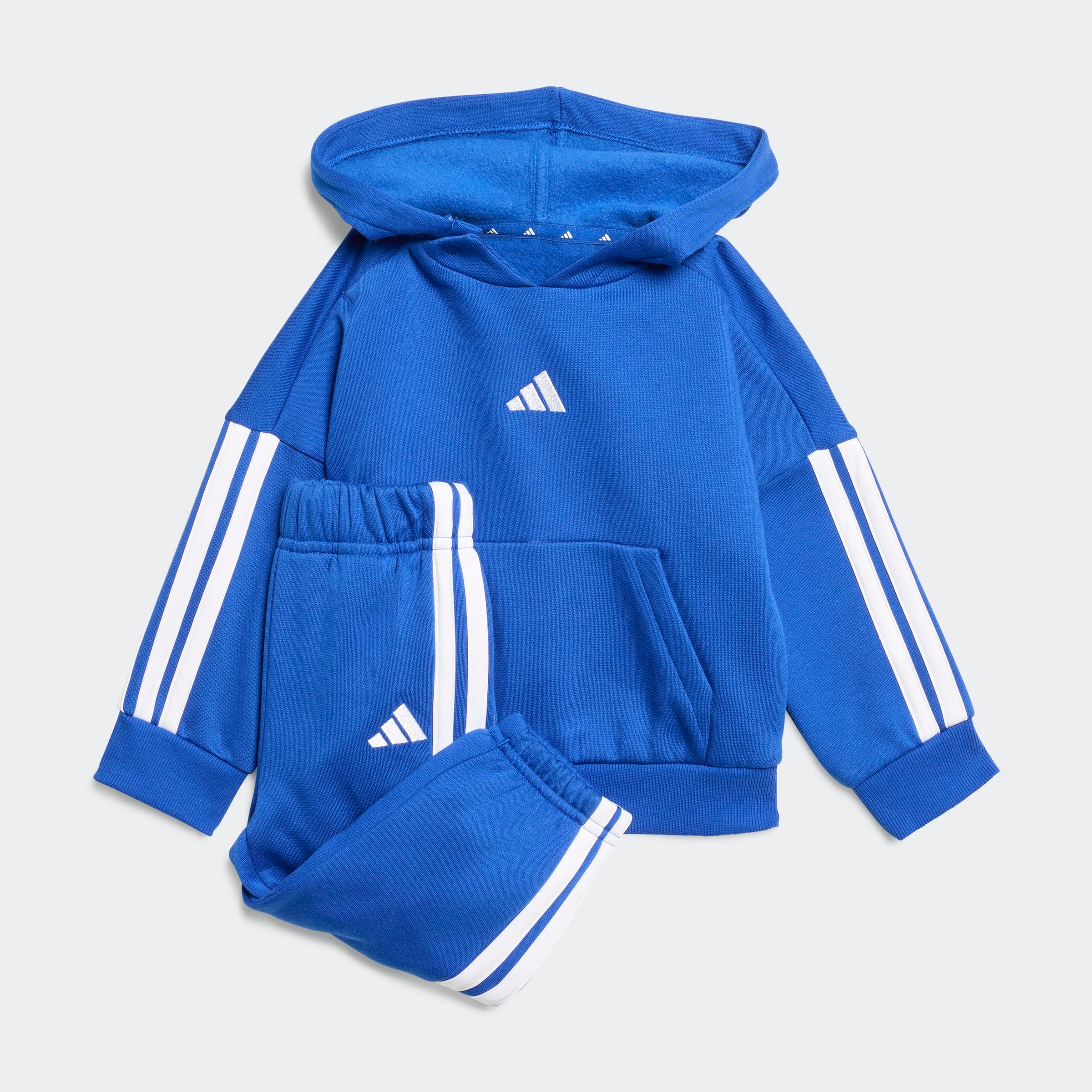 Trainingsanzug ADIDAS SPORTSWEAR "I 3S FL HD JOG", Mädchen, Gr. 86, royal blau, weiß, weiß, Obermaterial: 70% Baumwolle, 30% Polyester, Sportanzüge Trainingsanzug