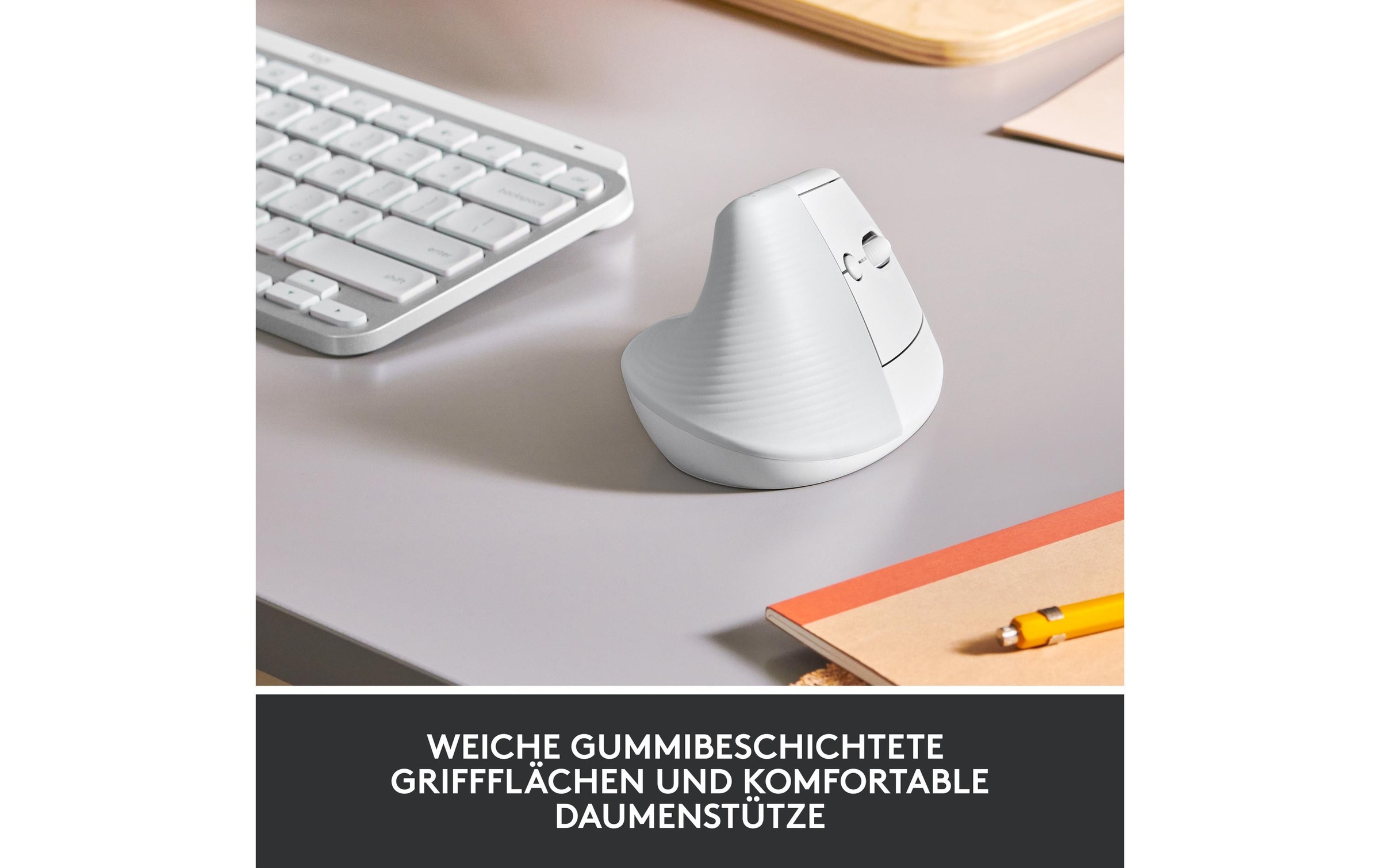 Logitech ergonomische Maus »Maus Lift Off-white« kabellos