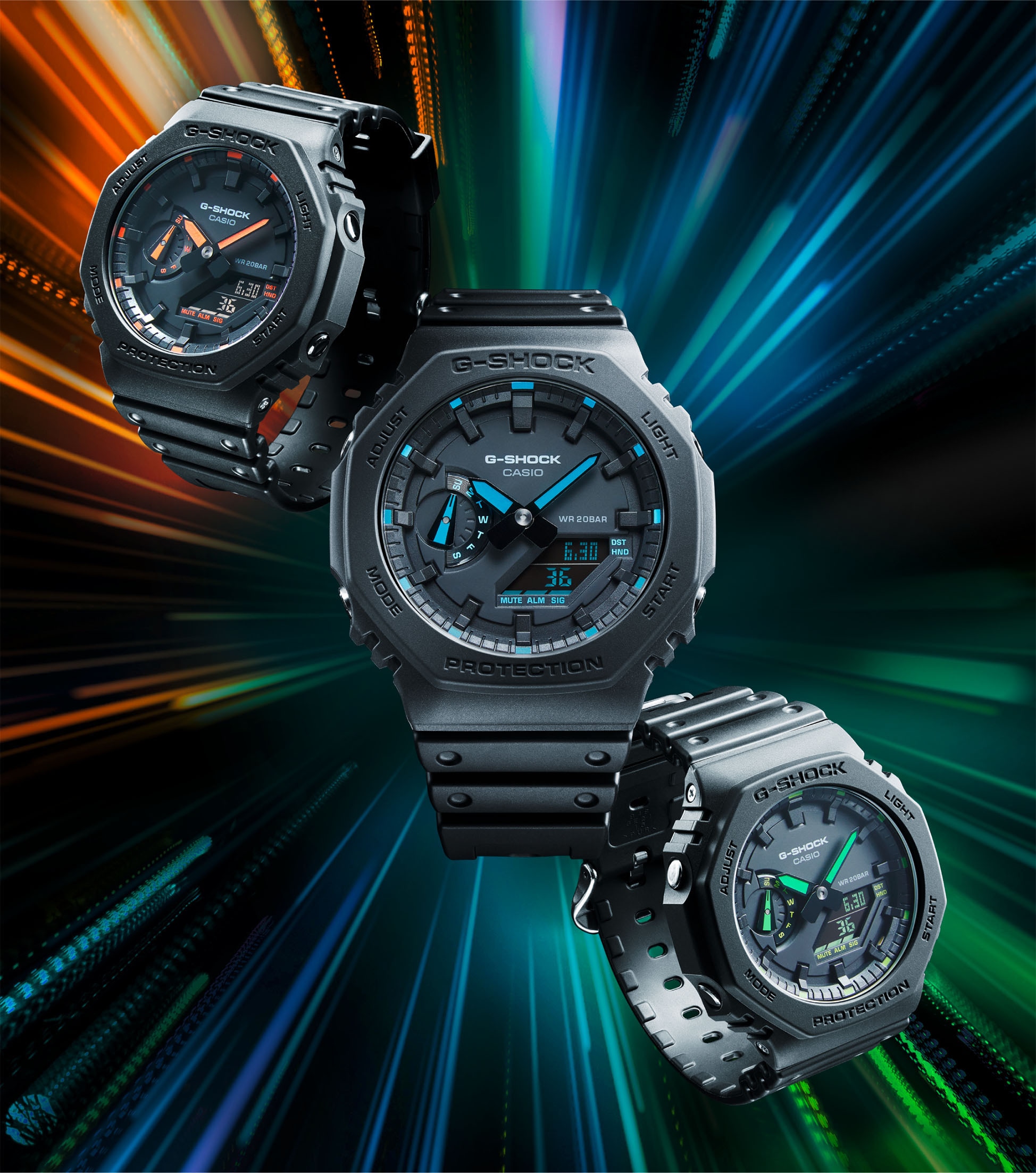 CASIO G-SHOCK Chronograph »GA-2100-1A4ER«, Quarzuhr, Armbanduhr, Herrenuhr, digital, bis 20 bar wasserdicht