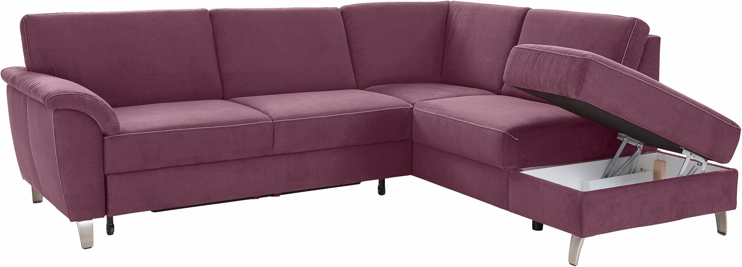 sit&more Ecksofa »Texel L-Form«, mit Federkern, wahlweise mit Bettfunktion und Bettkasten