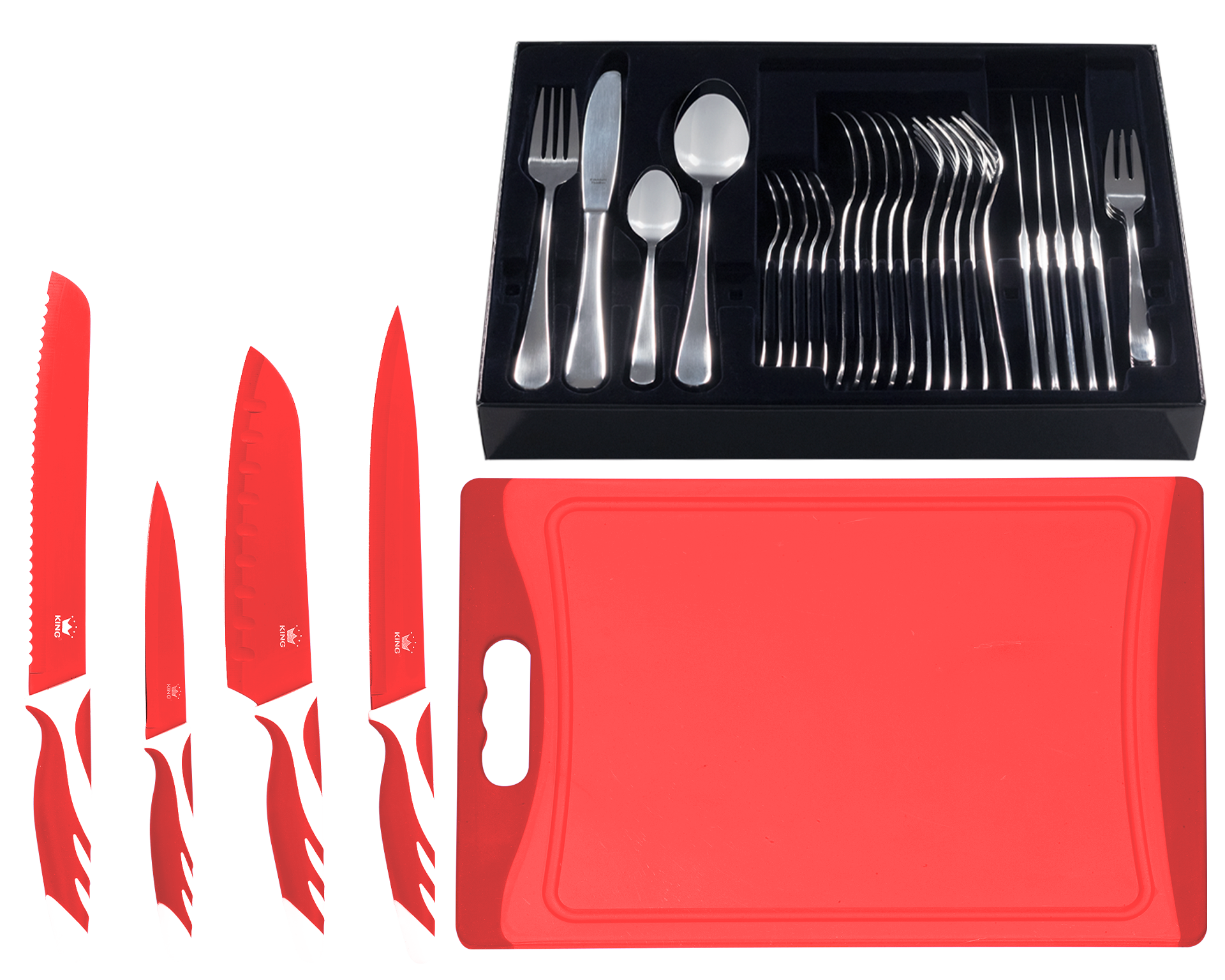 KING Besteck-Set ""BAS" inkl. Etui, 4 Küchenmesser und 1 Schneidebrett" günstig online kaufen