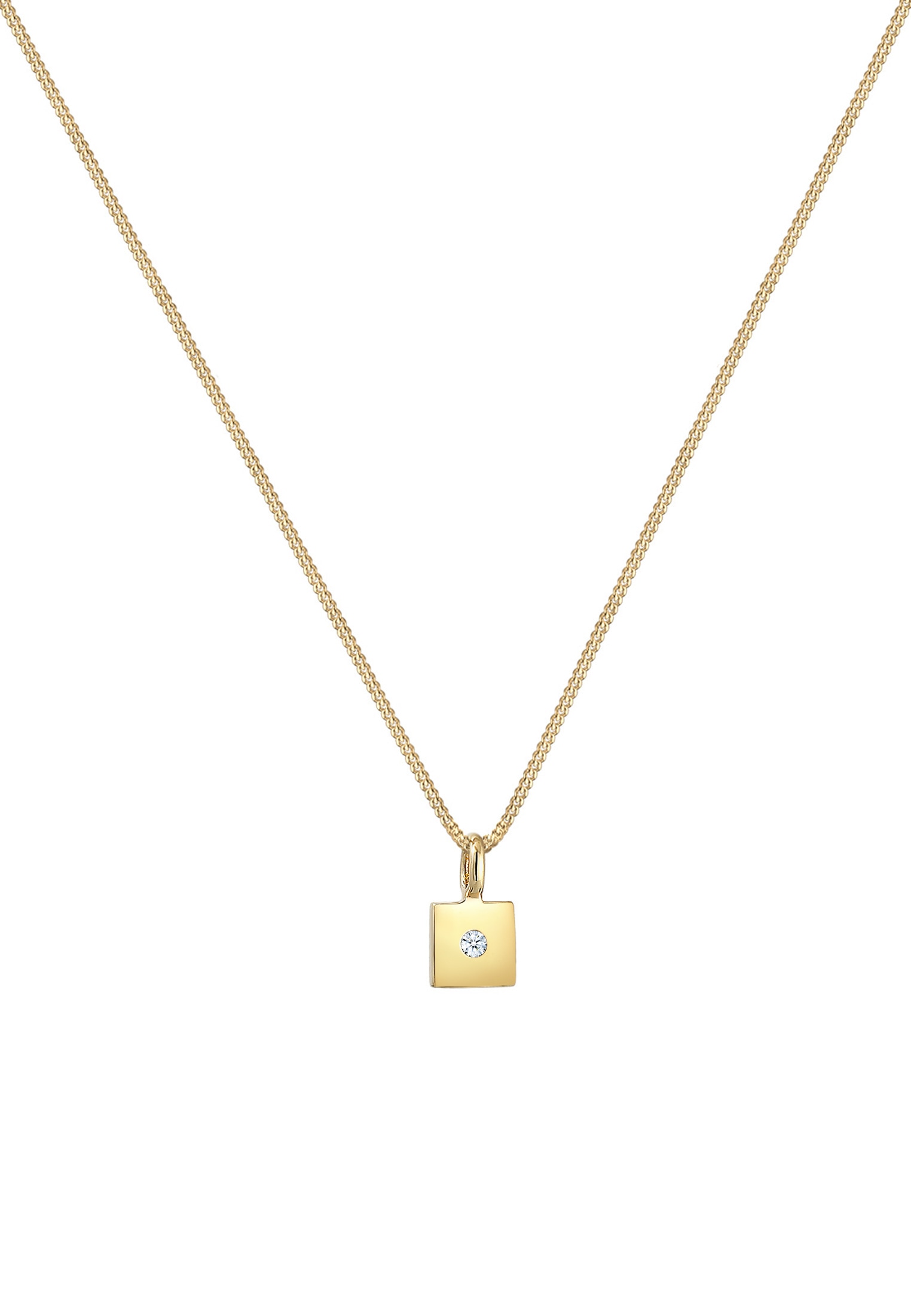 Elli DIAMONDS Collierkettchen »Viereck Anhänger Diamant (0.015 ct) 585er Gelbgold«