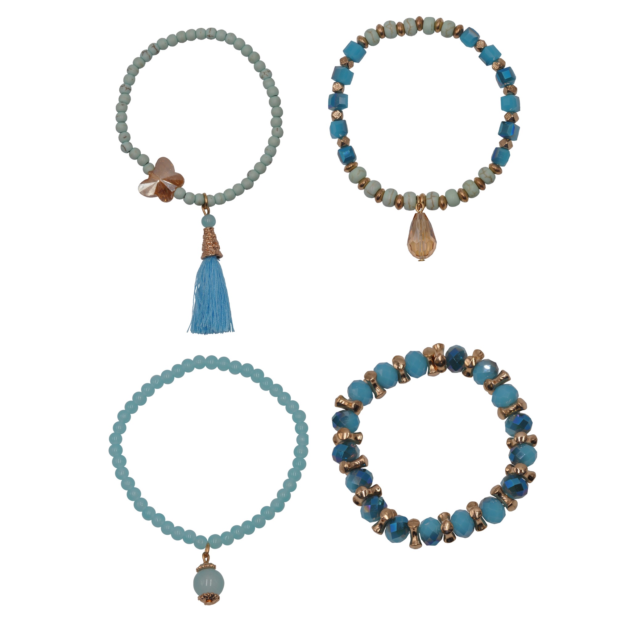 Steuer Armband »Metall vergoldet Glasstein türkis«