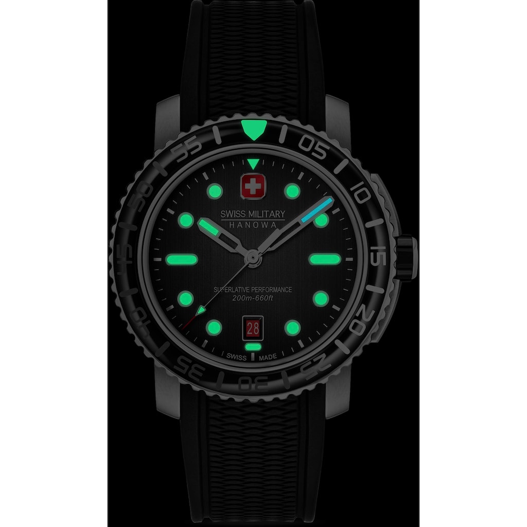 Swiss Military Hanowa Quarzuhr »BLACK MARLIN, SMWGN0001701«, Armbanduhr, Herrenuhr, Schweizer Uhr, Swiss Made, Datum, Saphirglas