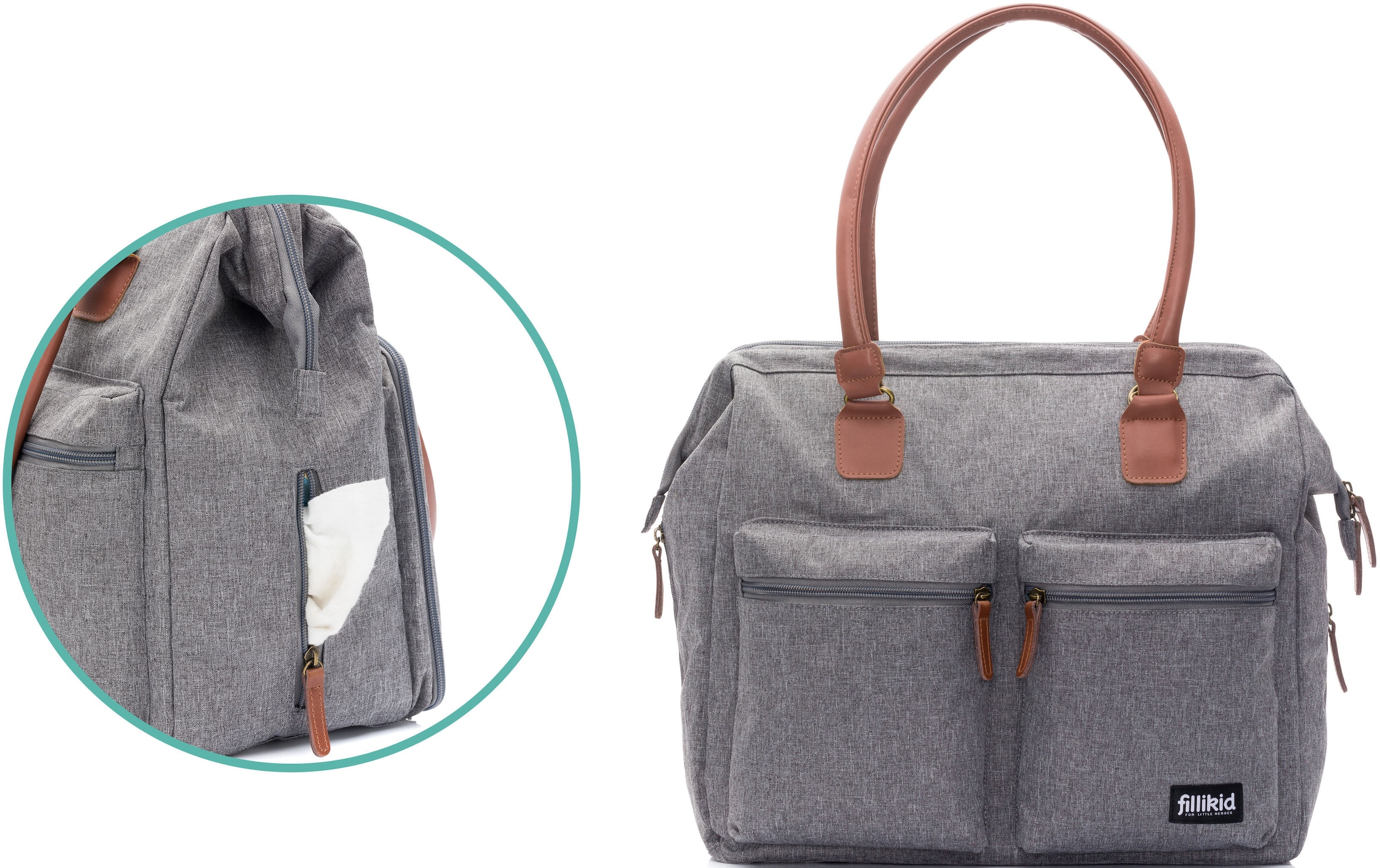 Fillikid Wickeltasche »Oxford, grau melange«, mit Wickelunterlage
