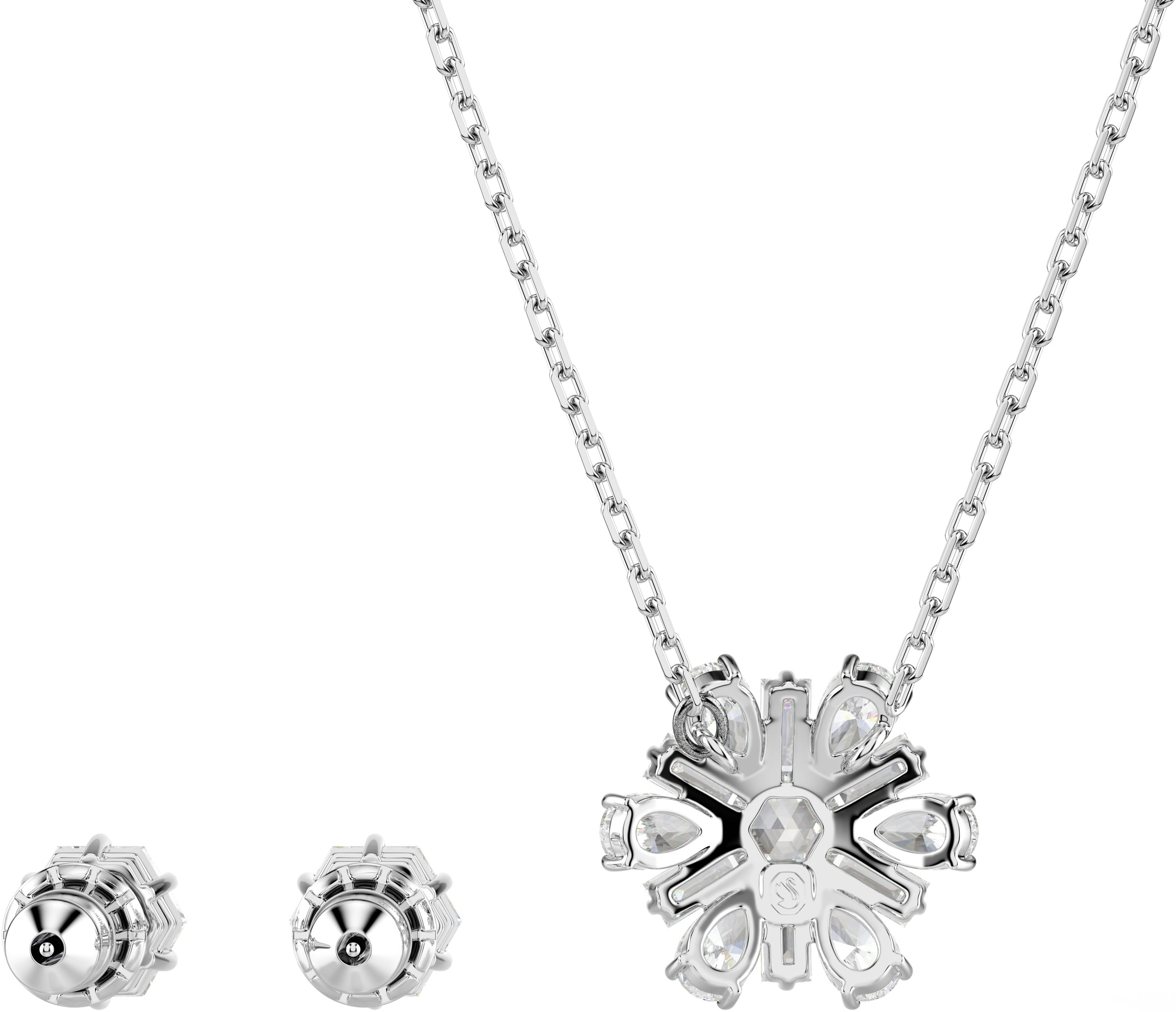 Swarovski Ohrring und Ketten Set »Idyllia E Florere Schneeflocke, 5691486«, (Set, 3 tlg.), mit Swarovski® Kristallen
