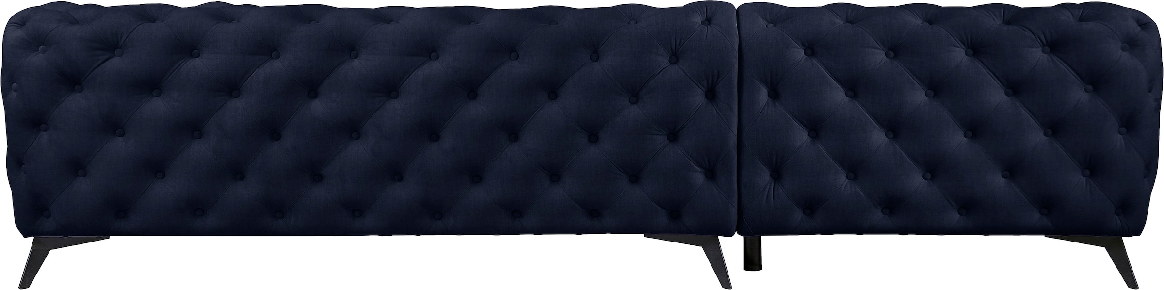 Leonique Chesterfield-Sofa »Ecksofa GLYNIS L-Form mit Wellenunterfederung, Maße B/T/H 323/264/75cm«, aufwändige Knopfheftung, moderne Chesterfield Optik, Fußfarbe wählbar