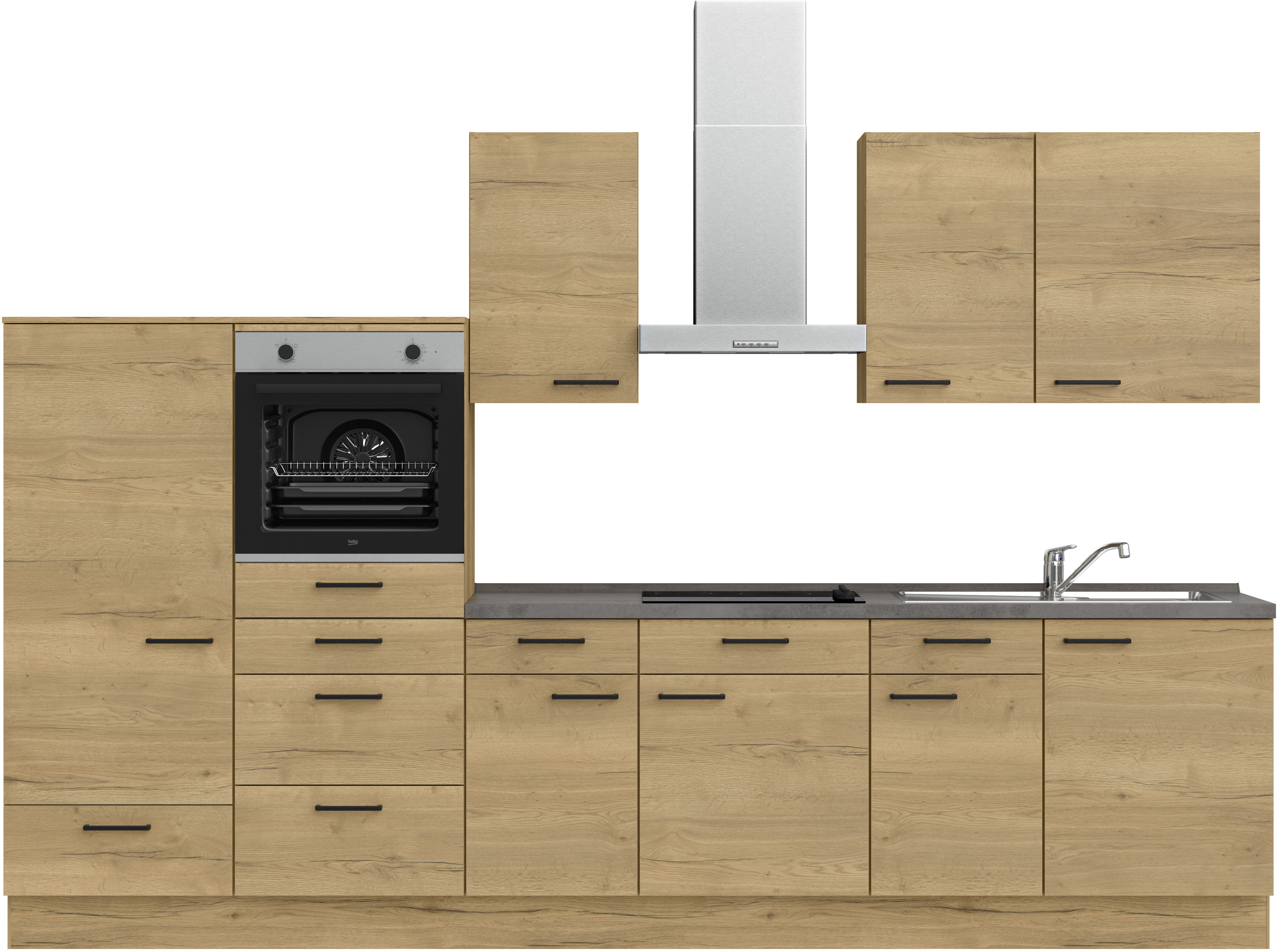 nobilia Küchenzeile ""Structura I", NEU: individuell anpassbar mit gratis Profi-Beratung" vormontiert, Breite 330 cm, Ausrichtung wählbar, wahlw. mit E-Geräten