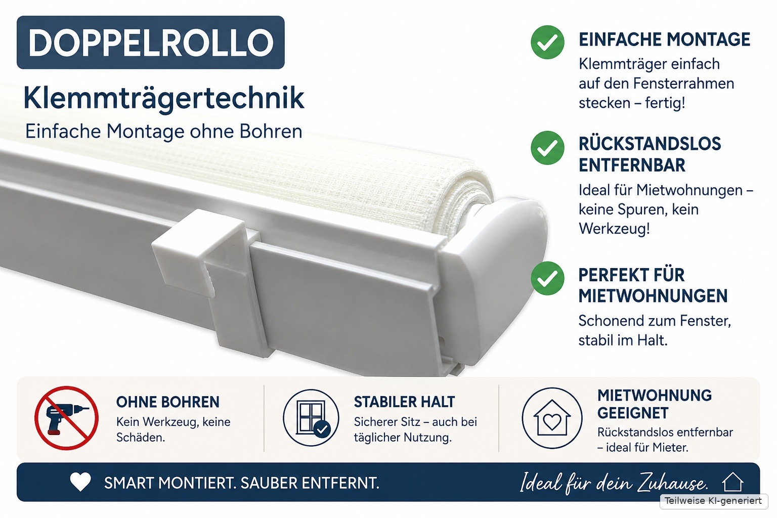 indeko Doppelrollo »Simply-Fix Doppelrollo« verdunkelnd freihängend Verdunklung, Lichtfilterung, Sichtschutz, UV-Schutz