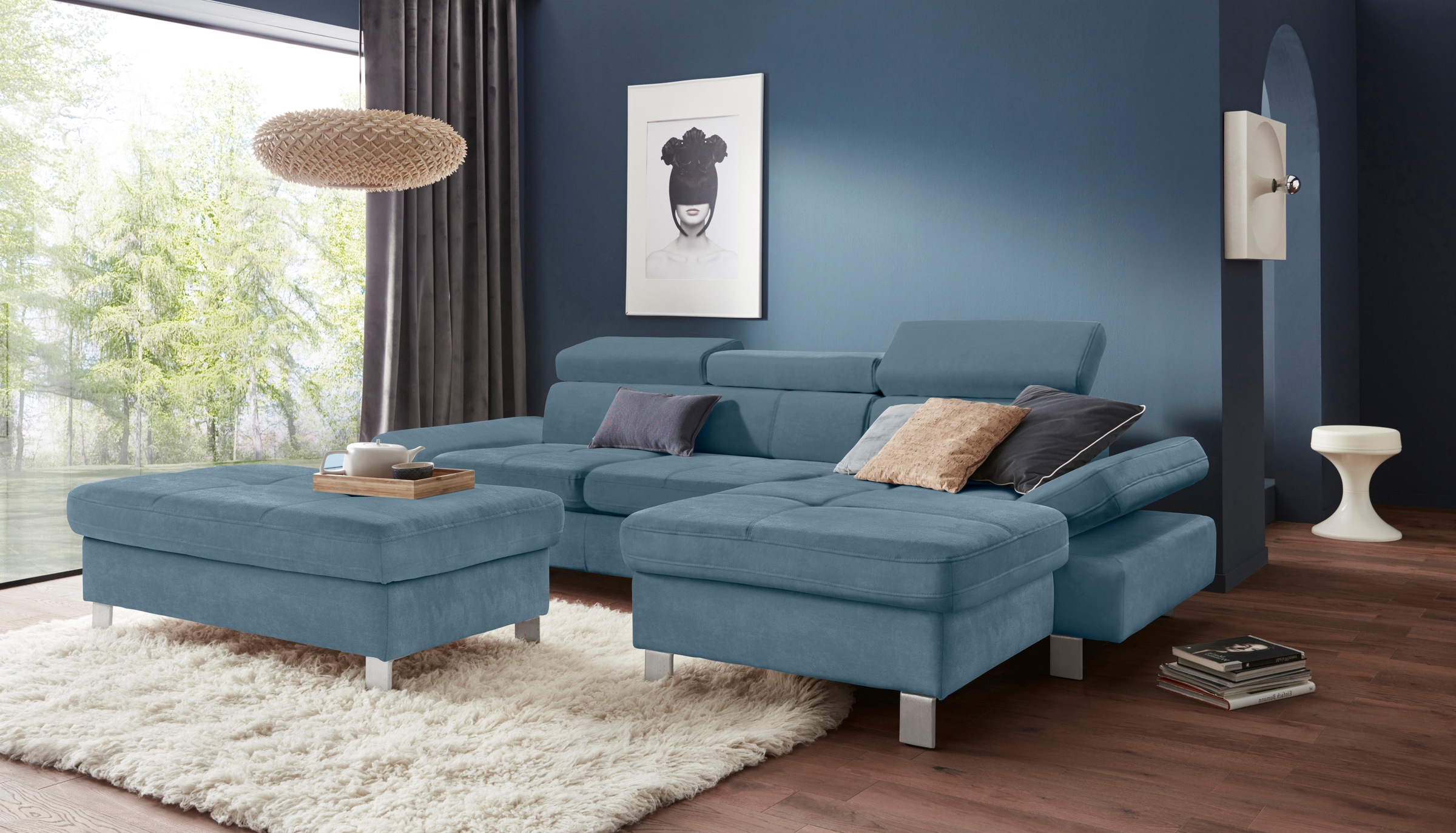 exxpo - sofa fashion Ecksofa »Fiji, hochwertige Detailverarbeitung im Sitz und Rücken, L-Form«, bequem durch Kopf- und Armteilverstellung, wahlweise mit Bettfunktion