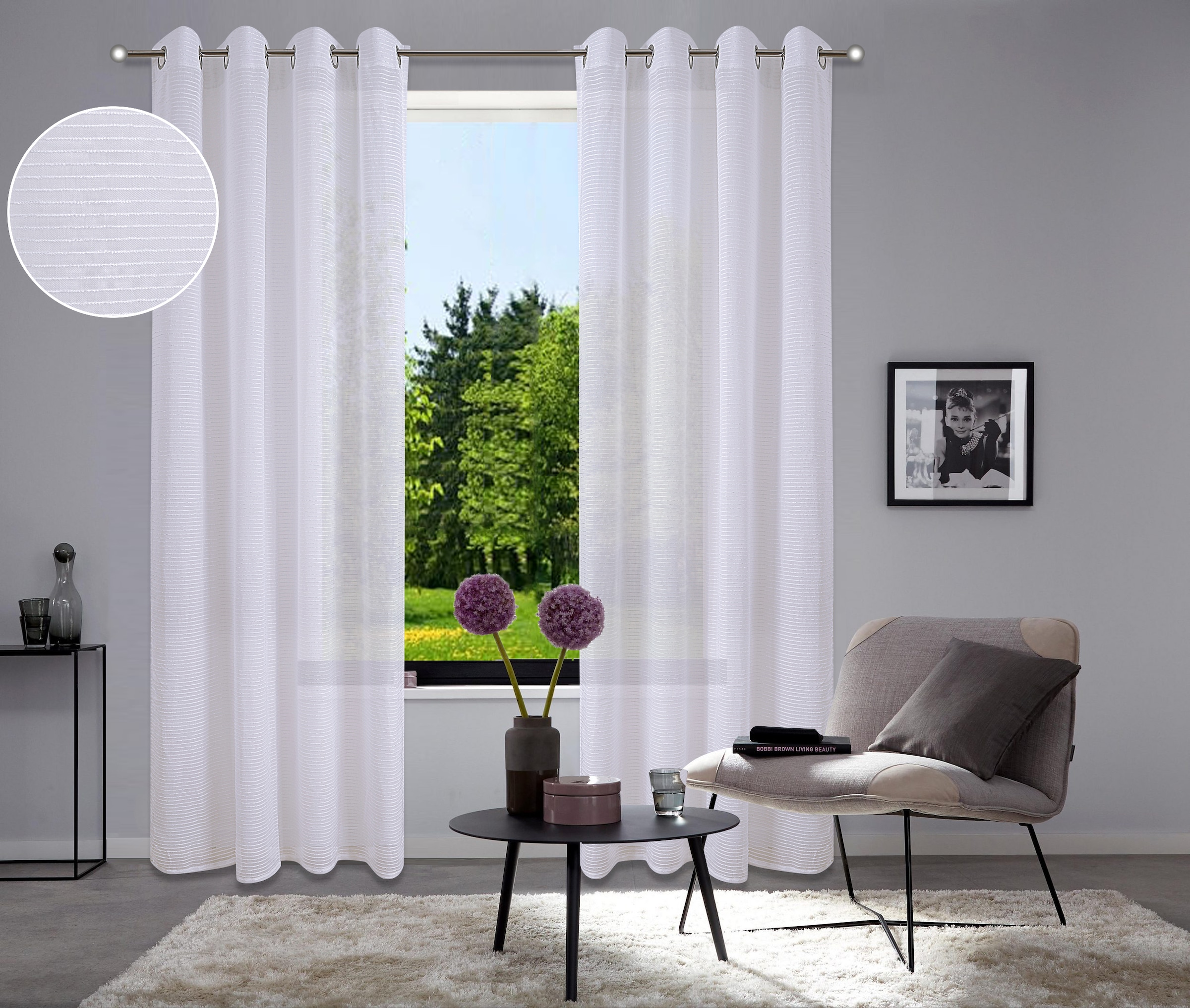 Home affaire Gardine "Authal" Ösen 1 Stk. tlg. Jacquardgardine mit Chenille günstig online kaufen