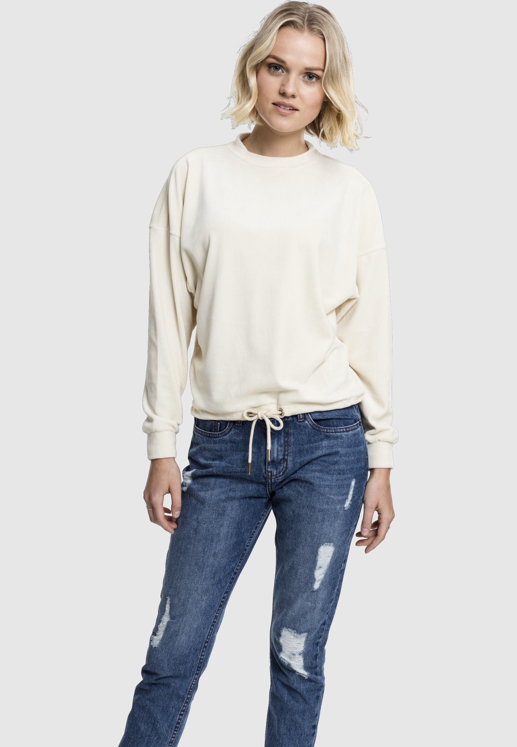 URBAN CLASSICS Sweatshirt »Urban Classics Damen Ladies Oversized Velvet Crew«, 1 Stk.
