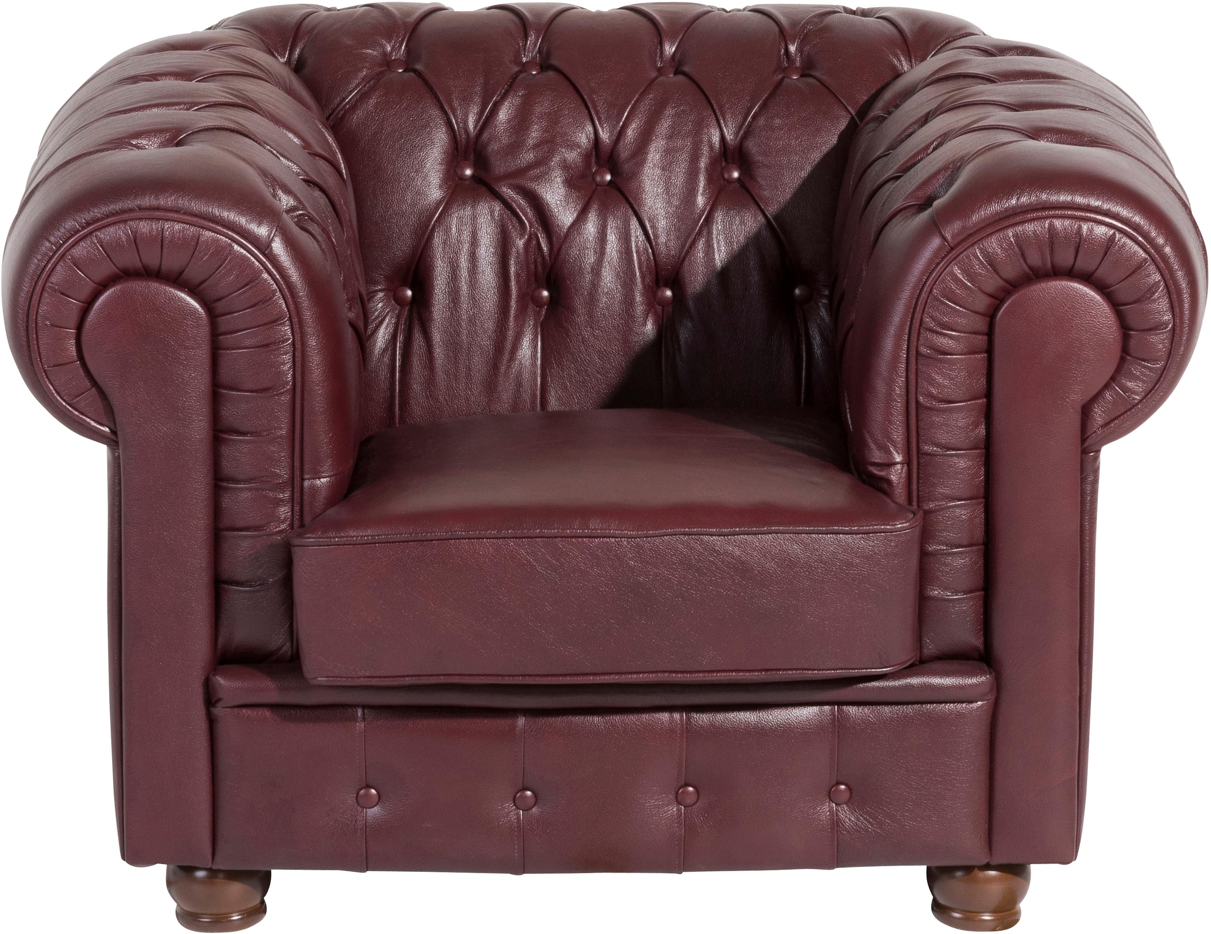 Max Winzer® Sessel »Bristol, Loungesessel, Chesterfield, aufwendige Verarbeitungsdetails«, mit edler Knopfheftung, bequem, kompakte Stellmaße Breite 110 cm