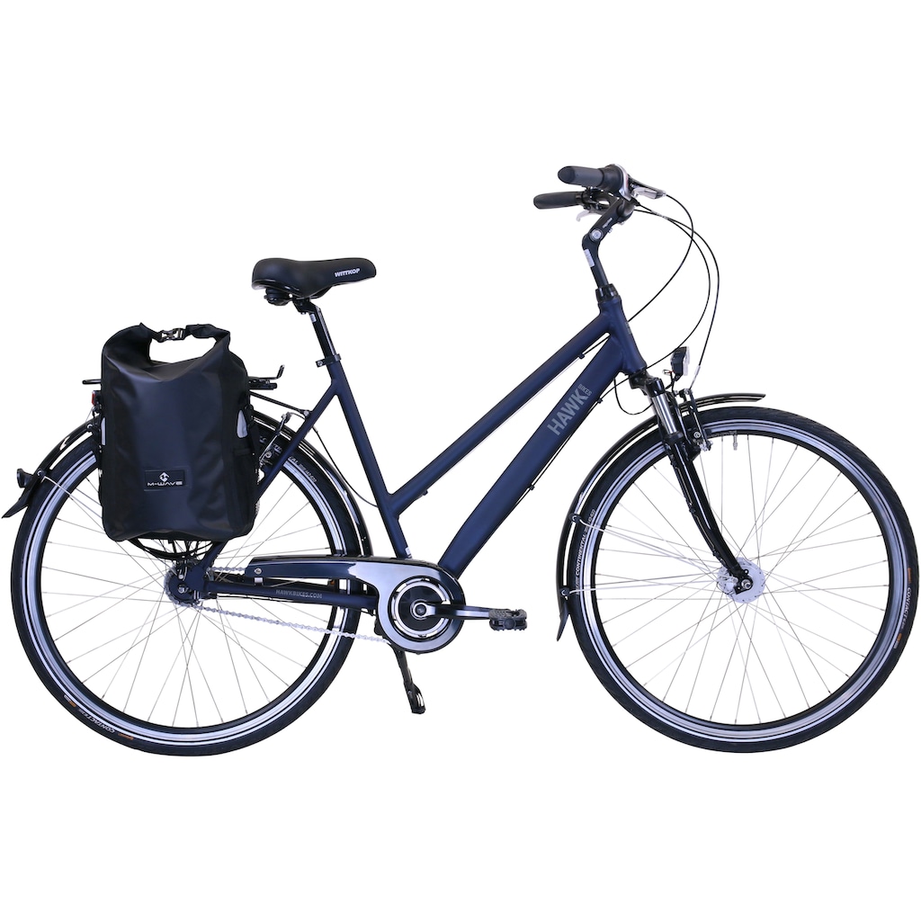 HAWK Bikes Cityrad »HAWK Citytrek Lady Deluxe Plus Ocean Blue«, 7 Gang, Shimano, Nexus Schaltwerk