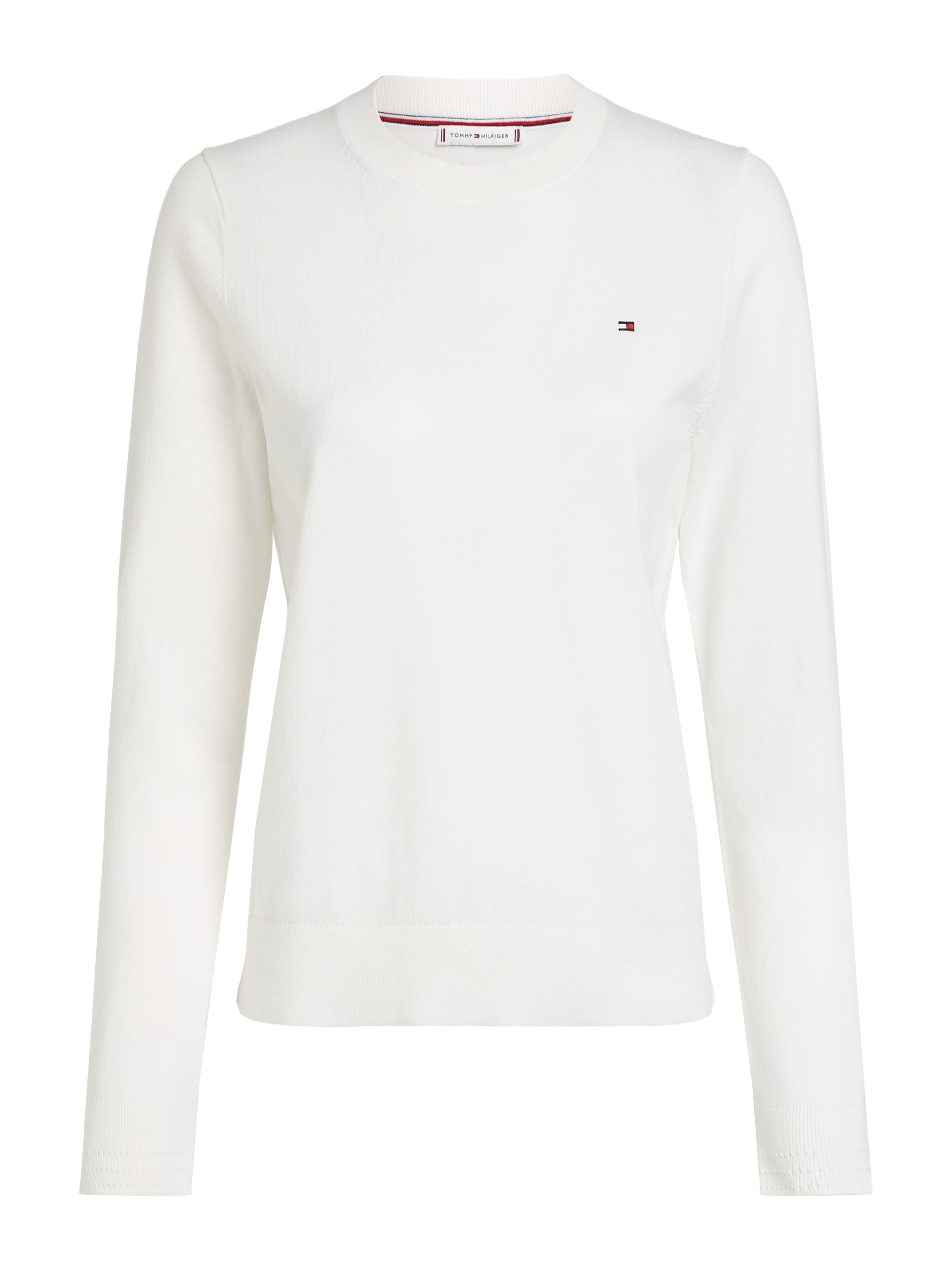 Tommy Hilfiger Rundhalspullover »CO JERSEY STITCH LS C-NK SWT«, mit Logostickerei