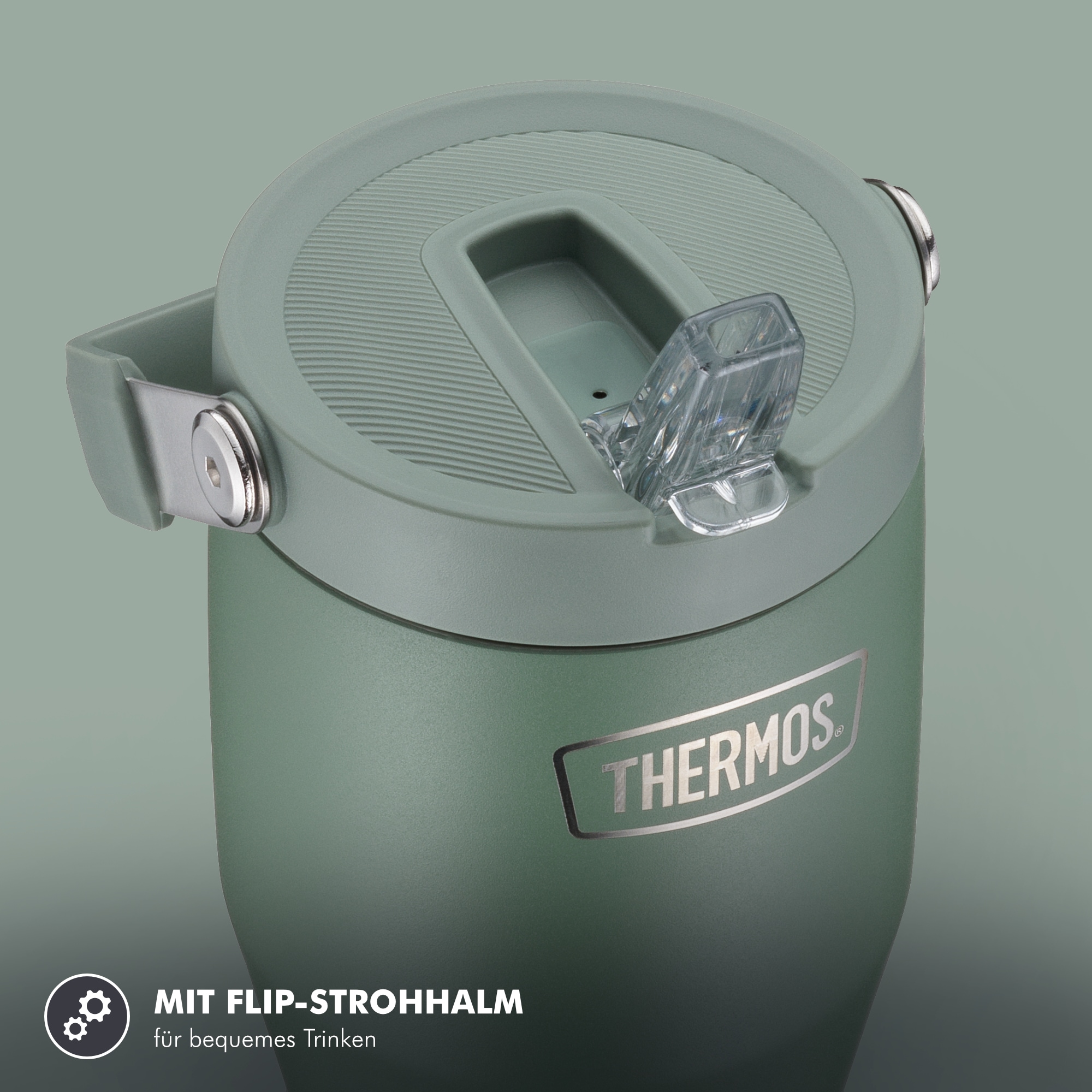 THERMOS Thermobecher »REFRESHING SERIES ISOLIERTRINKBECHER mit Flip-Straw« 0,85l,  6h kalt, mit Griff und Strohhalm zum Ausklappen