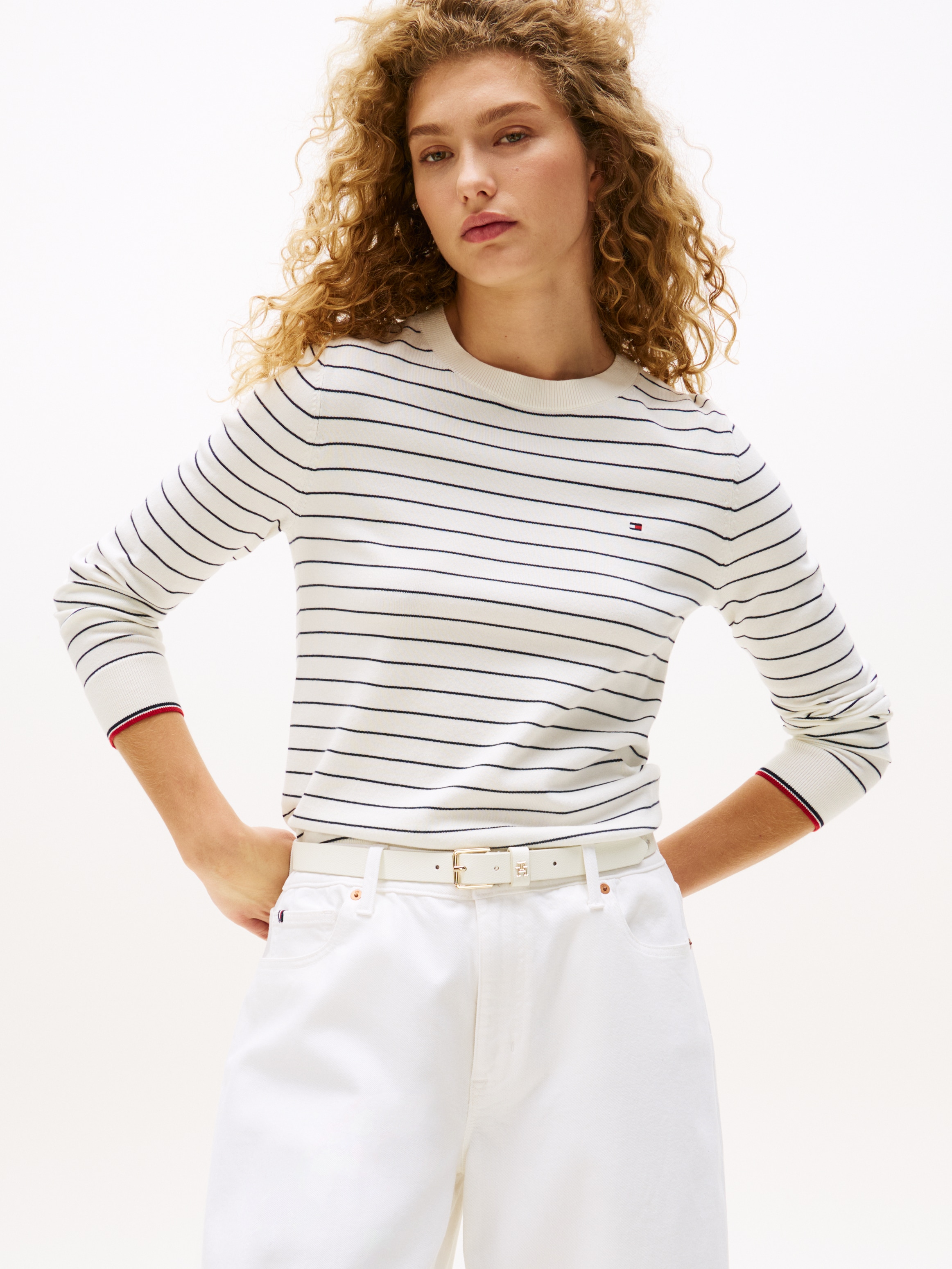 Tommy Hilfiger Rundhalspullover "CO JERSEY STITCH LS C-NK SWT", mit Logosti günstig online kaufen