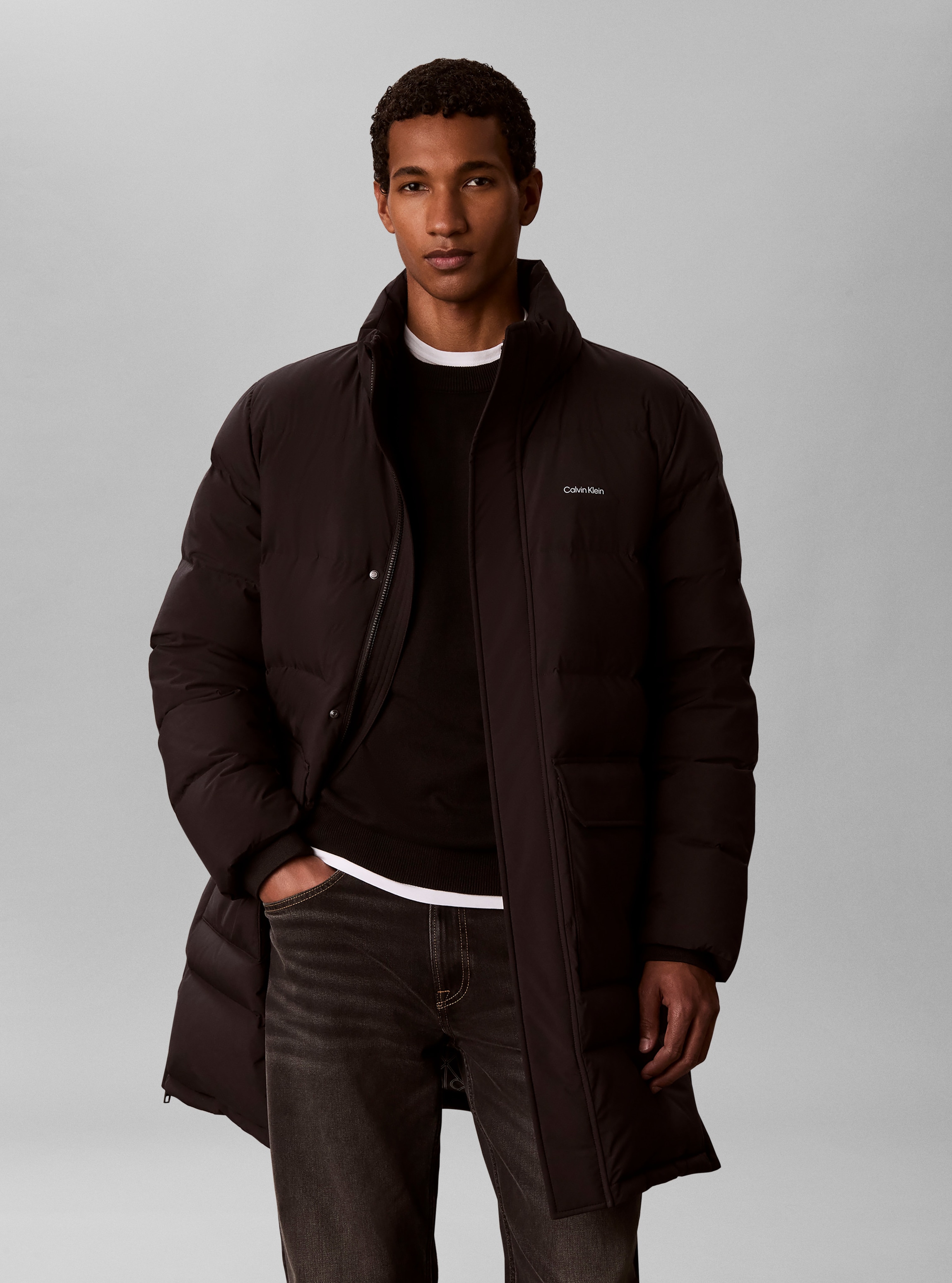 Calvin Klein Steppmantel "LS CLASSIC BONDED DOWN LONG" Regular fit mit Kapuze