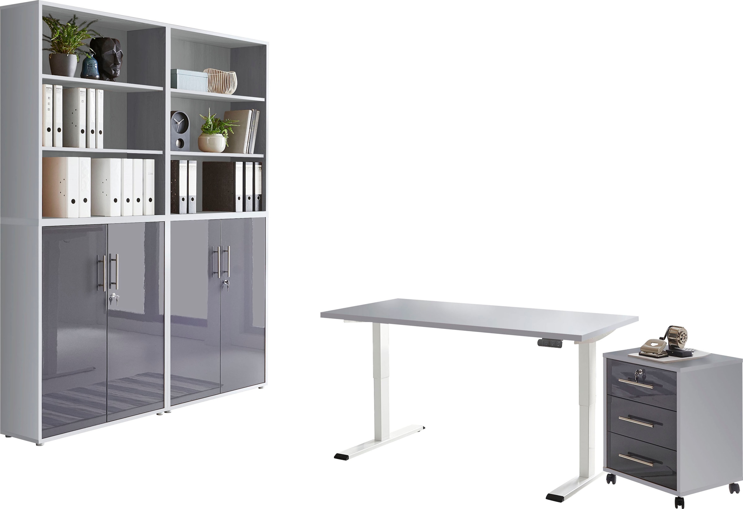 Büromöbel-Set »Tabor«, (Set, 6 tlg.), mit elektrisch höhenverstellbarem Schreibtisch