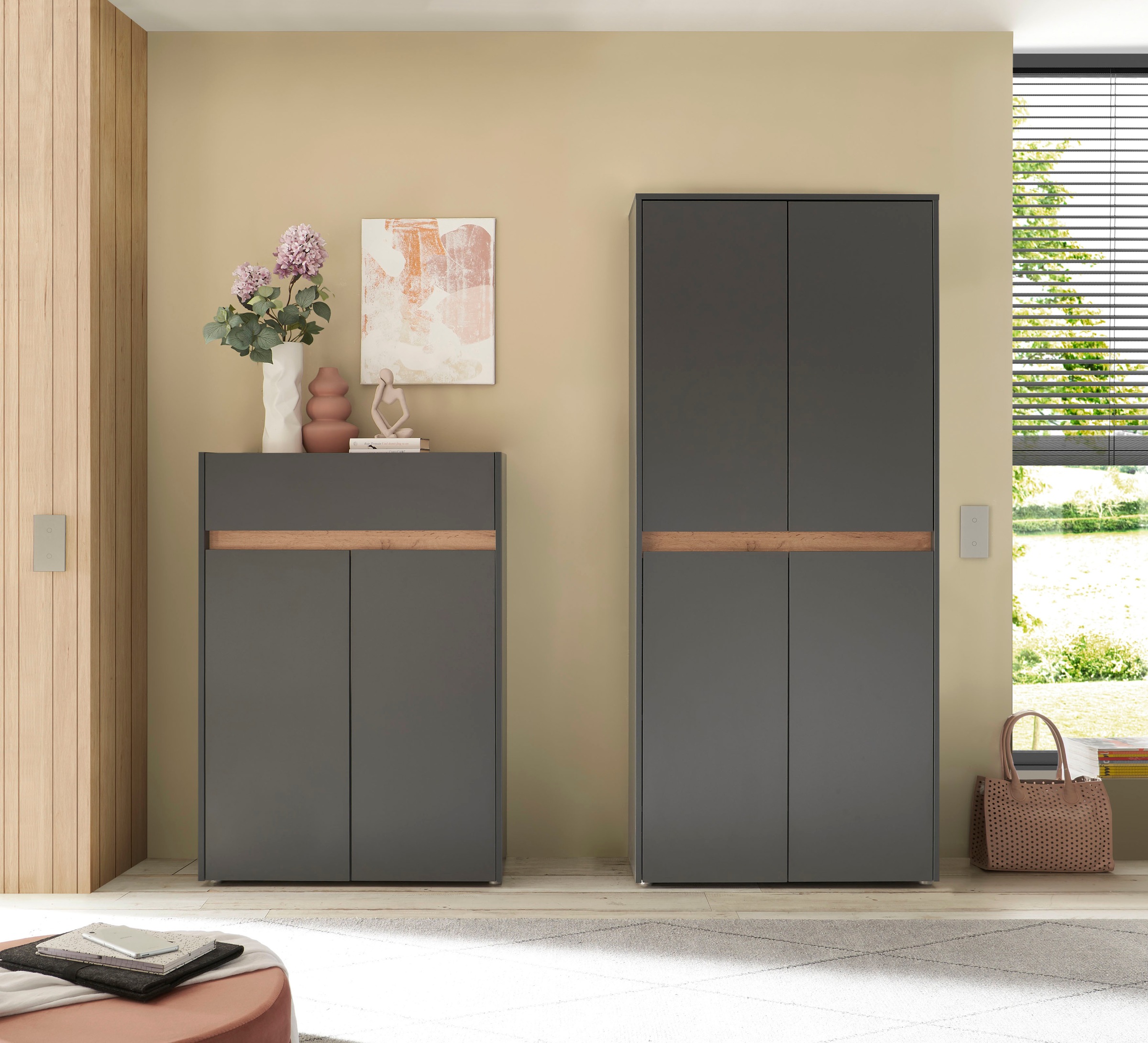 INOSIGN Schuhschrank »City/Giron, modernes Schuhregal, Schrank für 16 Schuhe, Schuhkommode«, eine Schublade und vier Schuhfächer, viel Stauraum, 93 cm breit