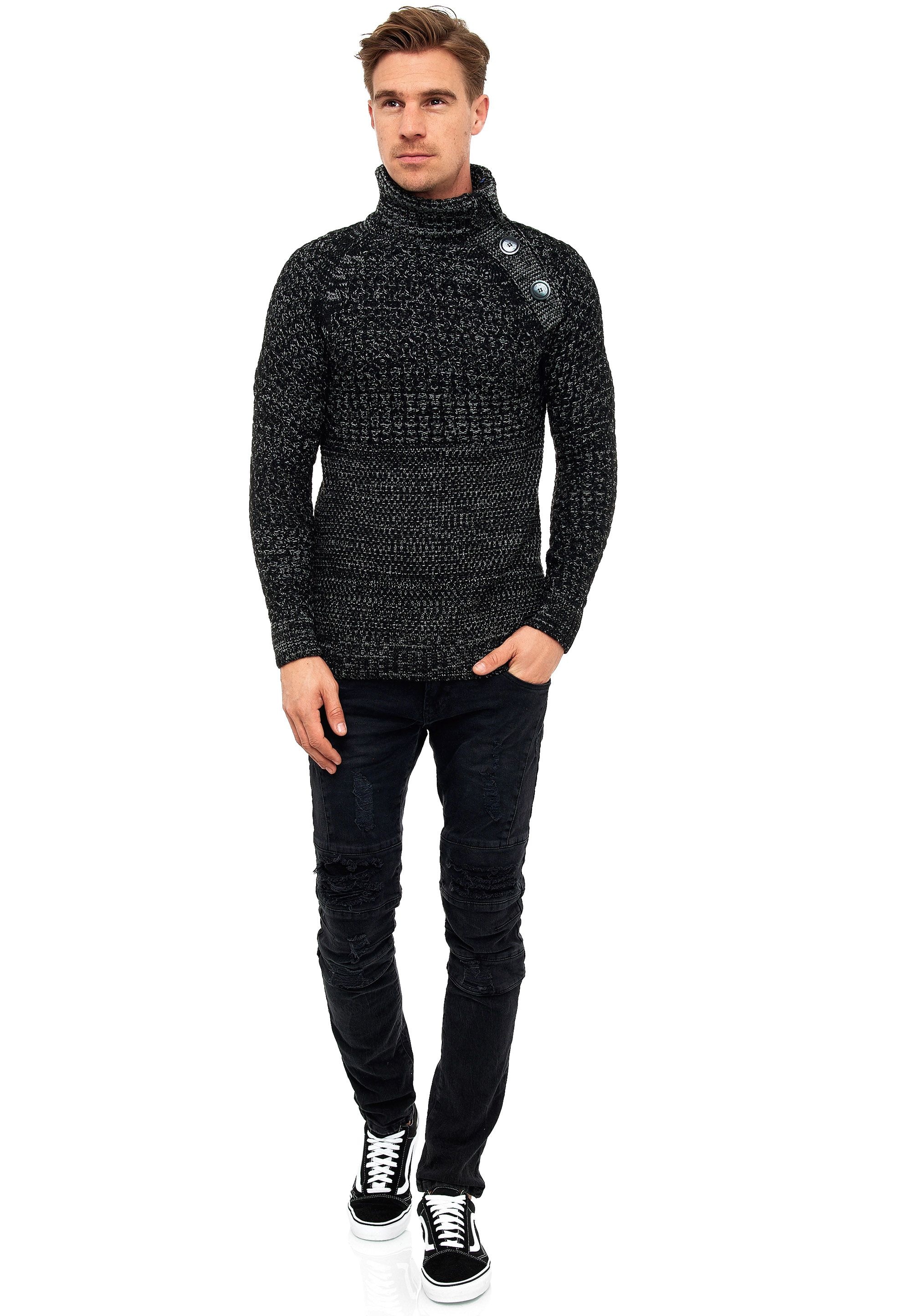 Rusty Neal Strickpullover, mit modischen Zierknöpfen