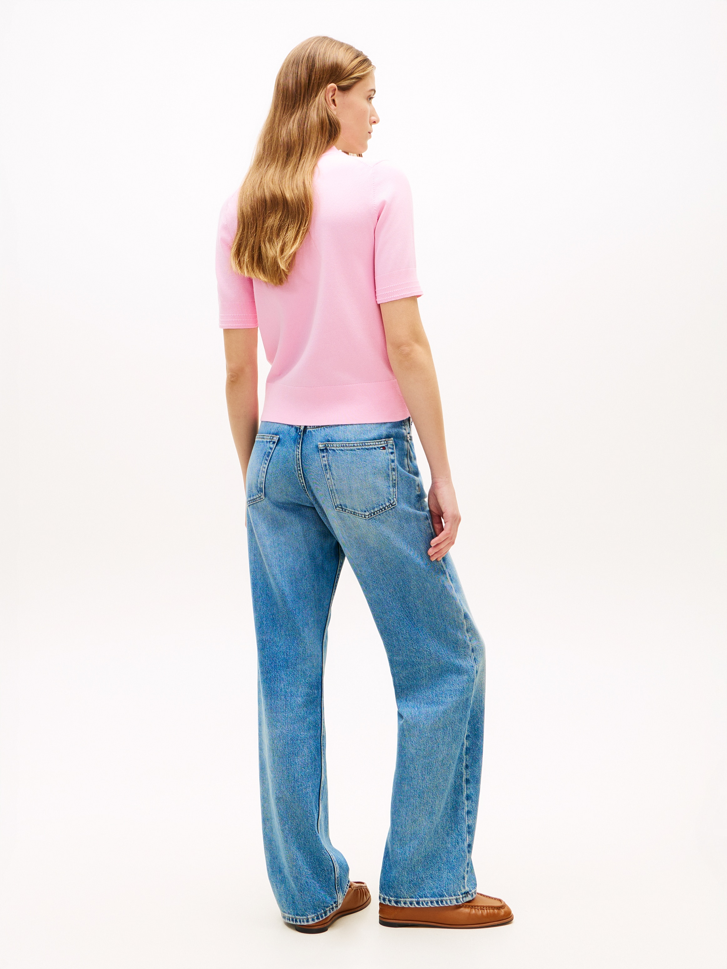 Tommy Hilfiger Kurzarmpullover »CO JERSEY FINE GG C-NK SS SWT« Baumwollmischung, Regular Fit