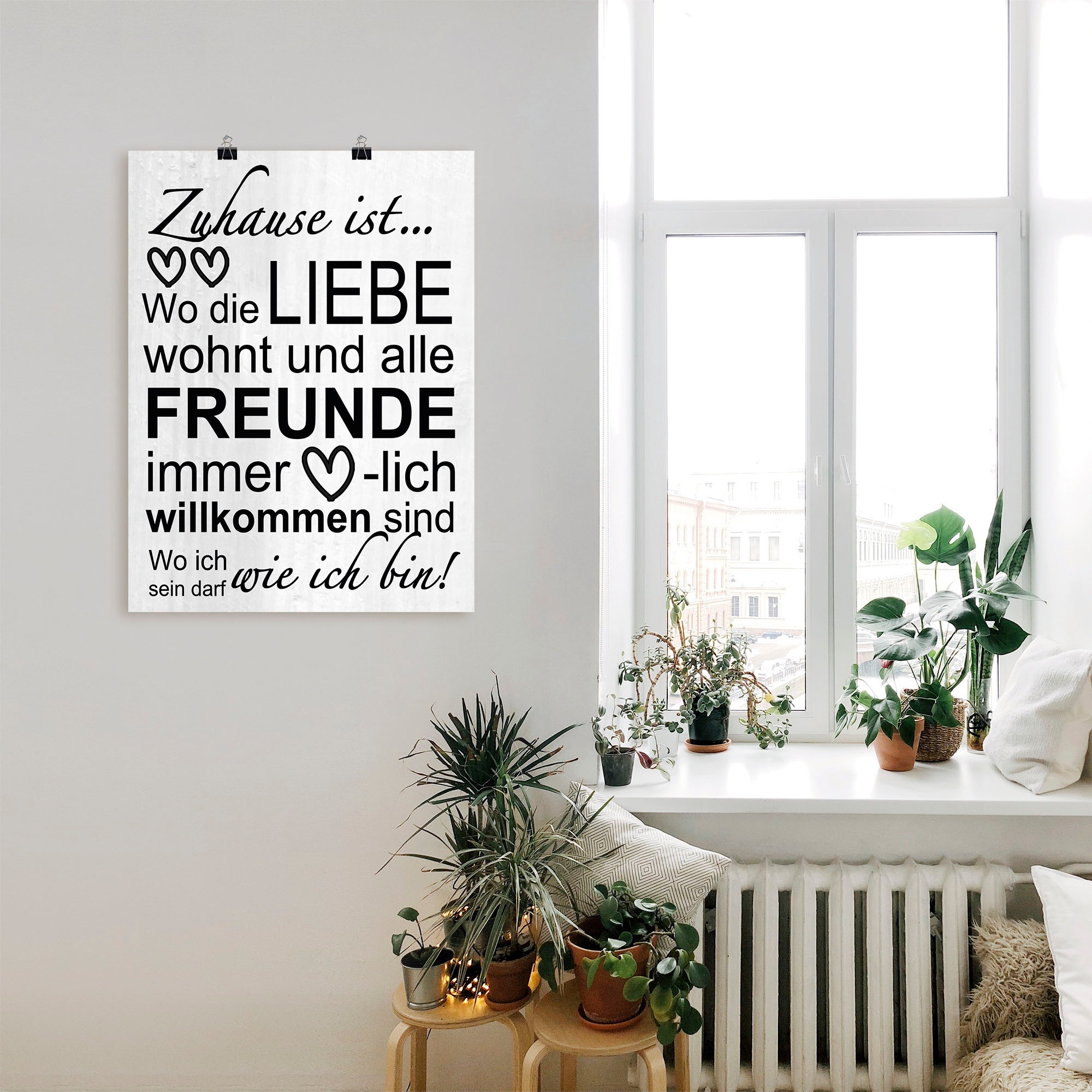 Artland Wandbild »Wo die Liebe wohnt«, Sprüche & Texte, (1 St.), als Alubild, Outdoorbild, Leinwandbild, Poster, Wandaufkleber