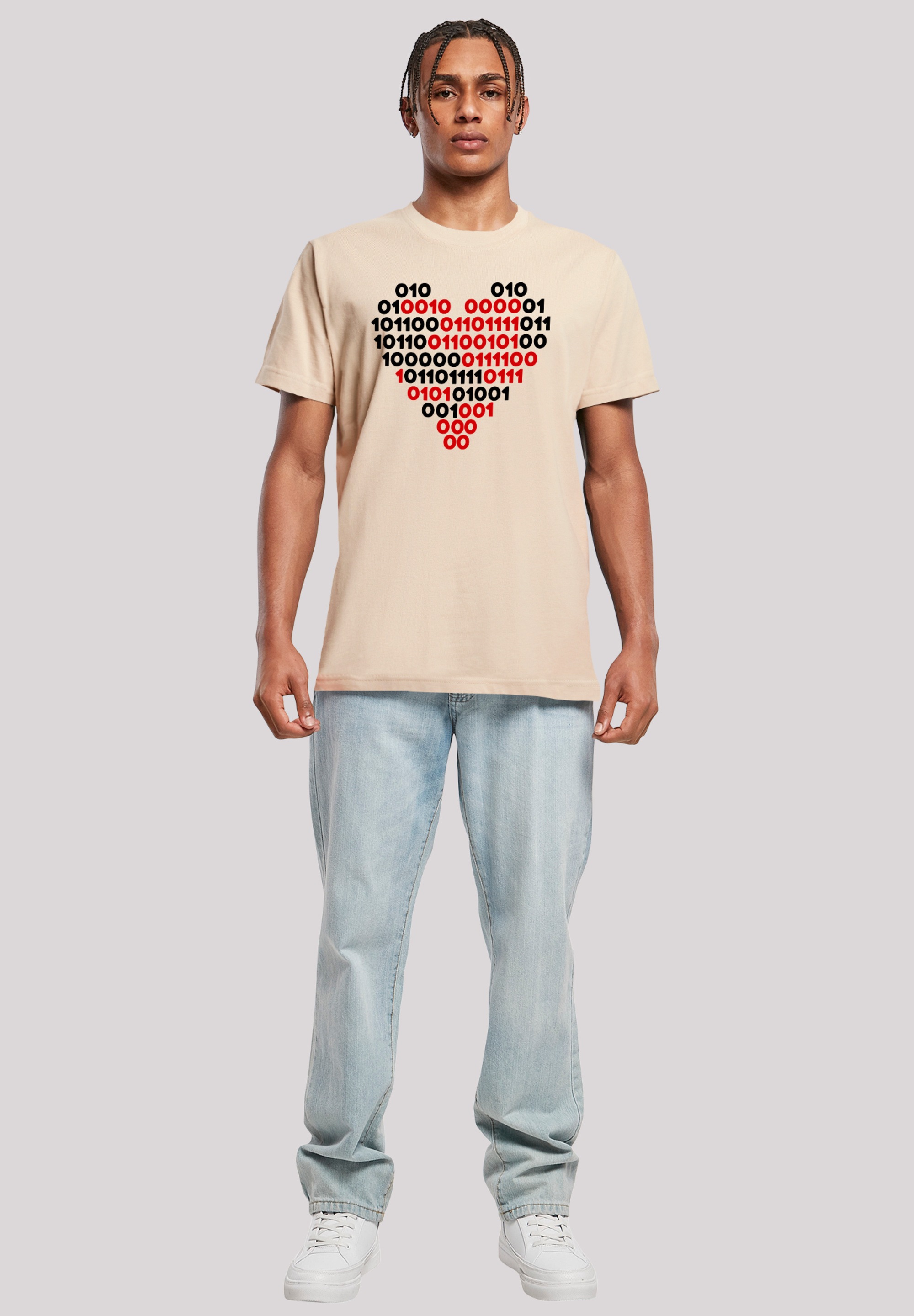 F4NT4STIC T-Shirt »I love you 01001001 Binary Code Herz Valentinstag«, Premium Qualität